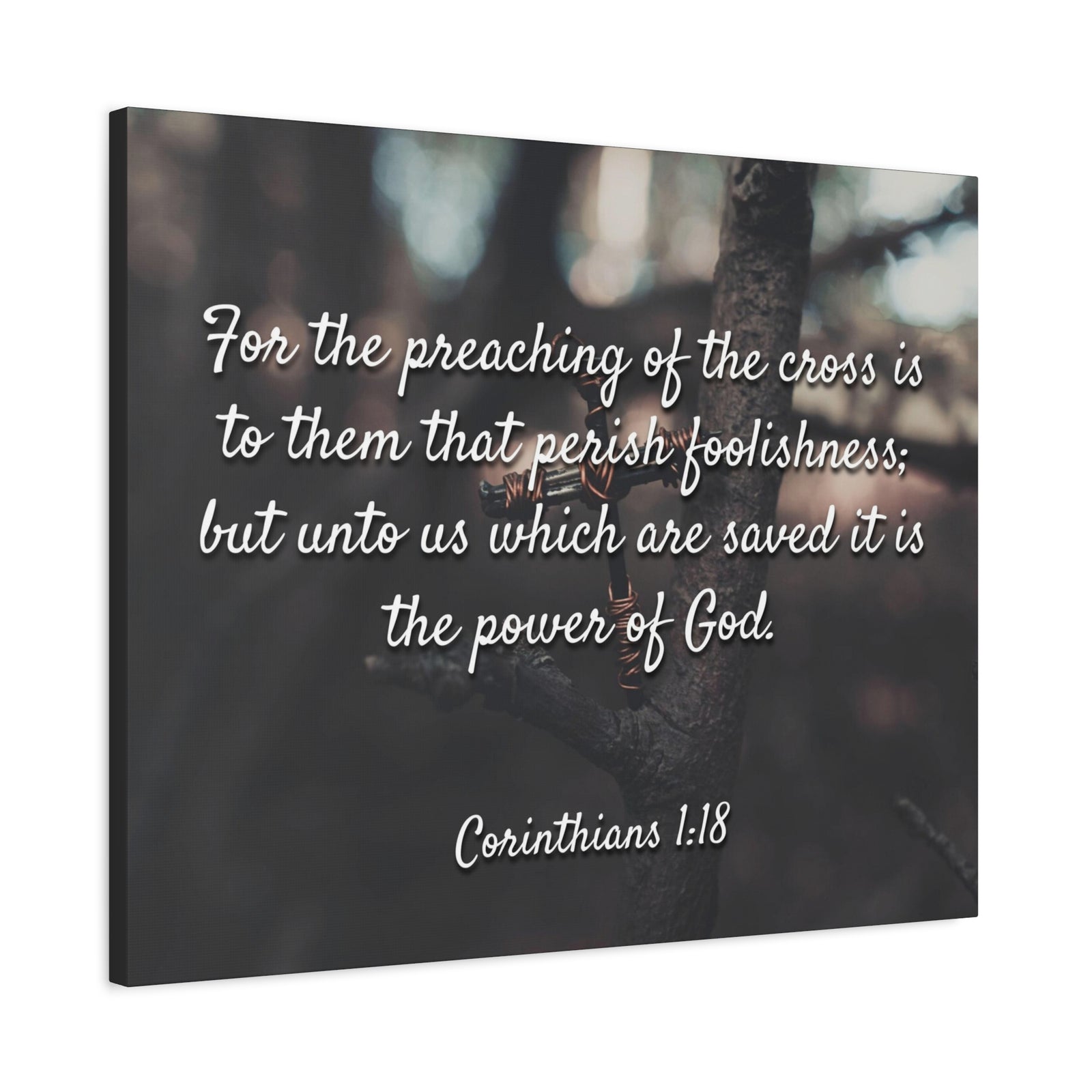 Scripture Canvas The Cross 1 Corinthians 1:18 Christian Wall Art Bible Verse Print Ready to Hang-Express Your Love Gifts