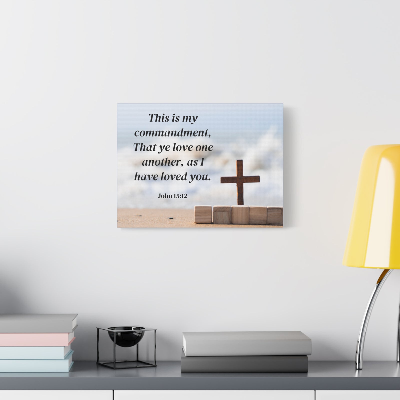 Scripture Canvas My Commandment John 15:12 Christian Wall Art Bible Verse Print Ready to Hang-Express Your Love Gifts