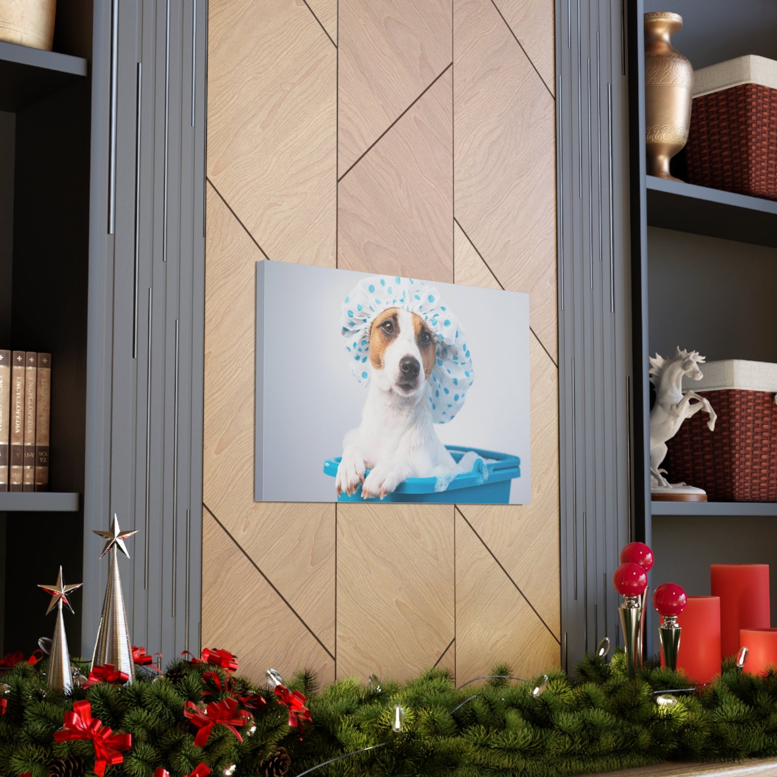Cute Russel Terrier Bath Canvas Wall Art for Home Decor Ready-to-Hang-Express Your Love Gifts