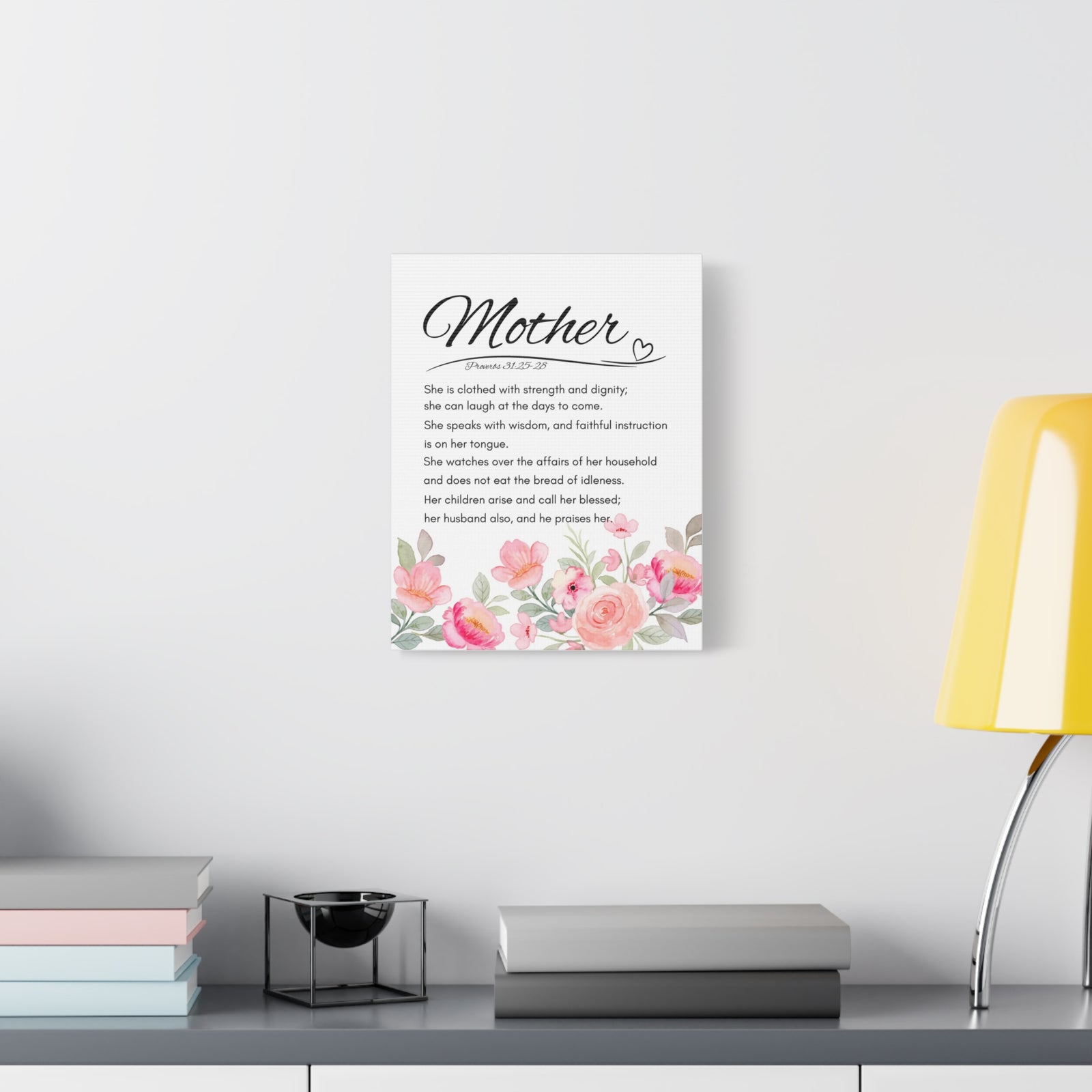 Scripture Walls Proverbs 31:25-28 Mother Bible Verse Canvas Christian Wall Art Ready to Hang Unframed-Express Your Love Gifts