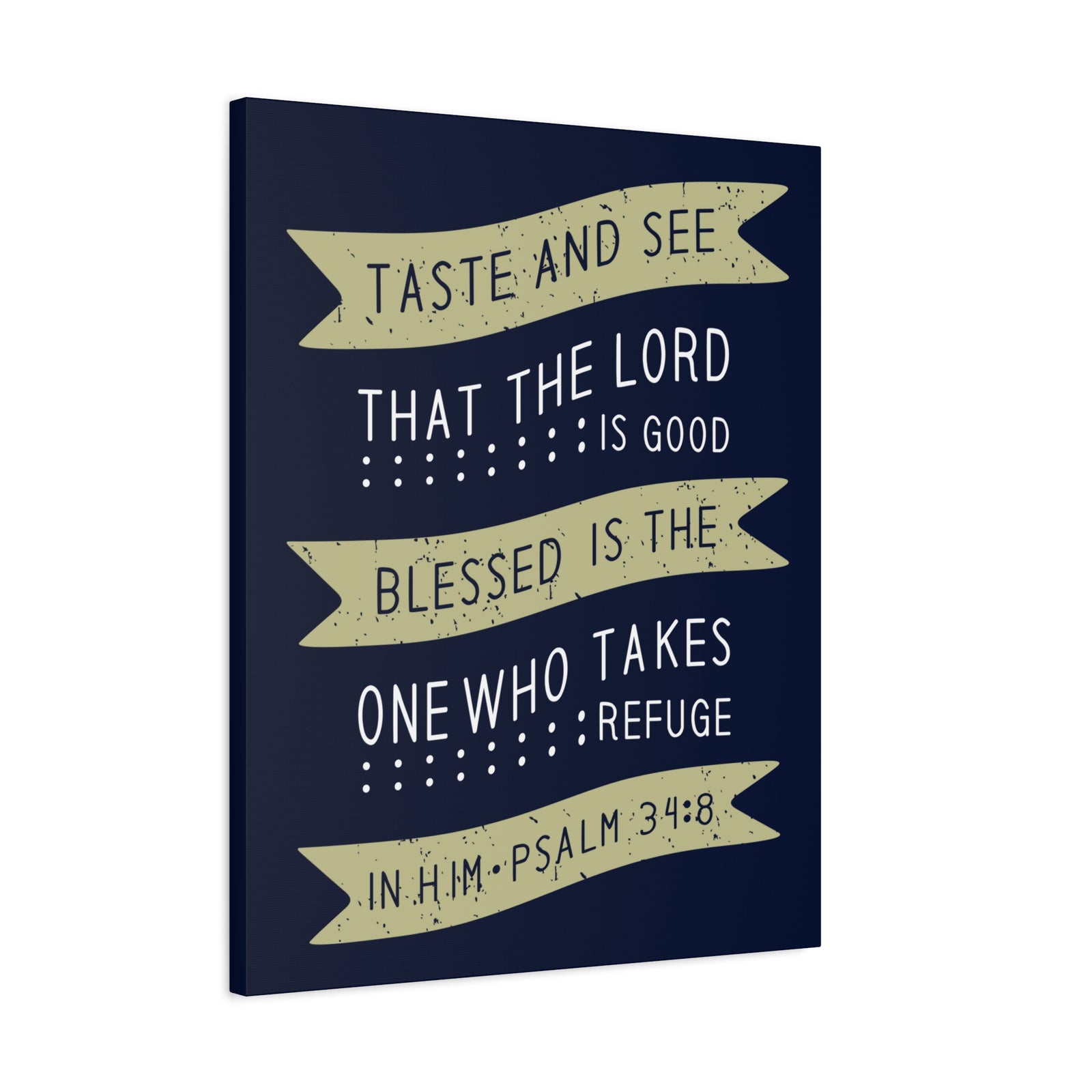 Scripture Canvas Blessed Psalm 34:8 Christian Wall Art Bible Verse Print Ready to Hang-Express Your Love Gifts