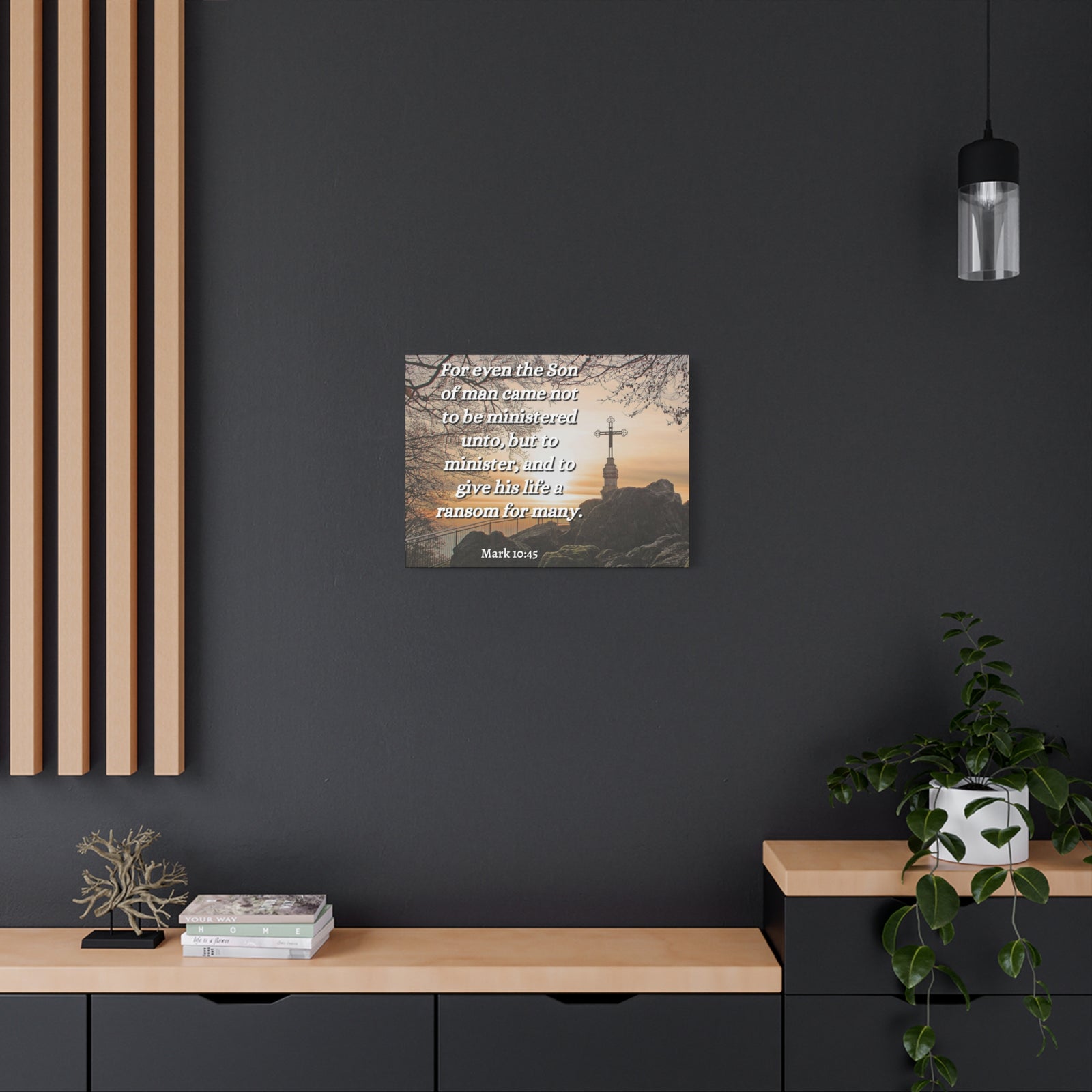 Scripture Canvas Son Of Man Mark 10:45 Christian Wall Art Bible Verse Print Ready to Hang-Express Your Love Gifts