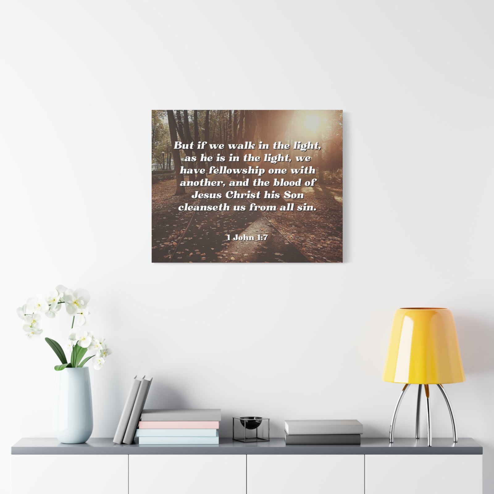 Scripture Canvas Cleanseth Us 1 John 1:7 Christian Wall Art Bible Verse Print Ready to Hang-Express Your Love Gifts