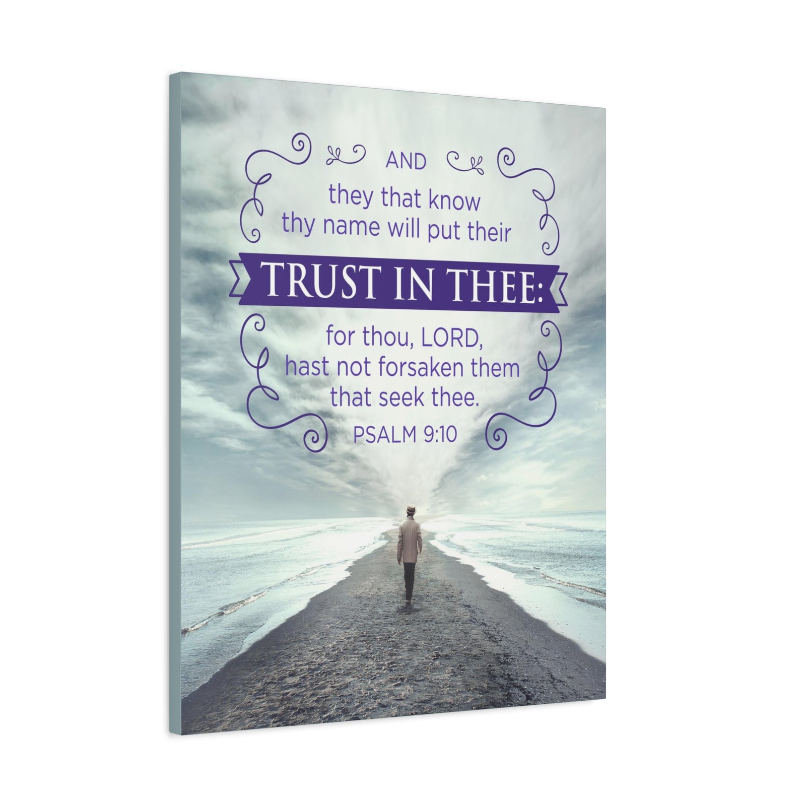 Scripture Canvas Trust In Thee Psalm 9:10 Christian Wall Art Bible Verse Print Ready to Hang-Express Your Love Gifts