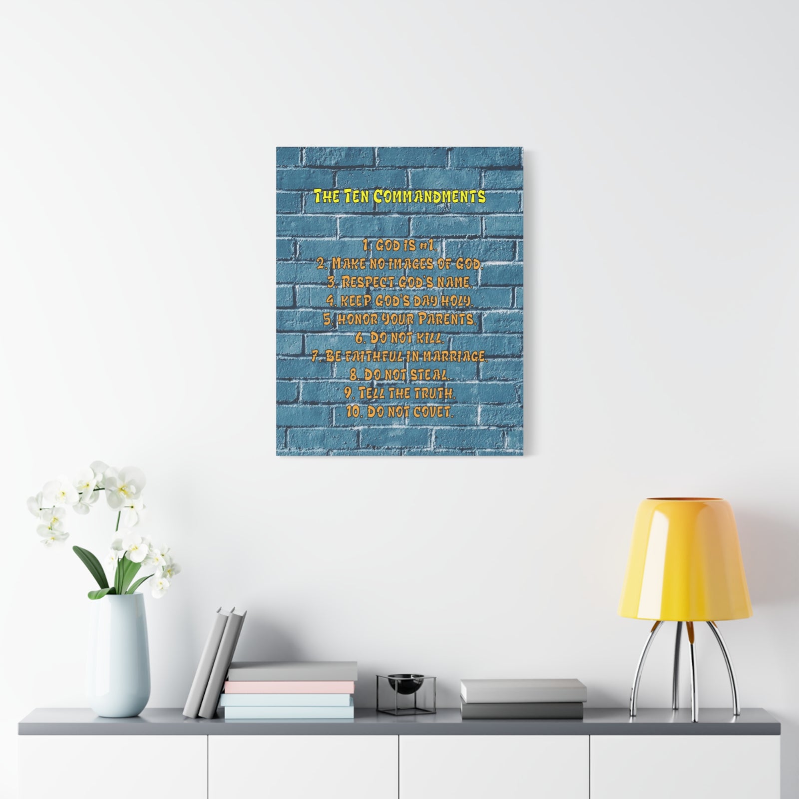 Scripture Canvas 10 Commandments For Kids Brick Wall Christian Wall Art Print Ready to Hang-Express Your Love Gifts