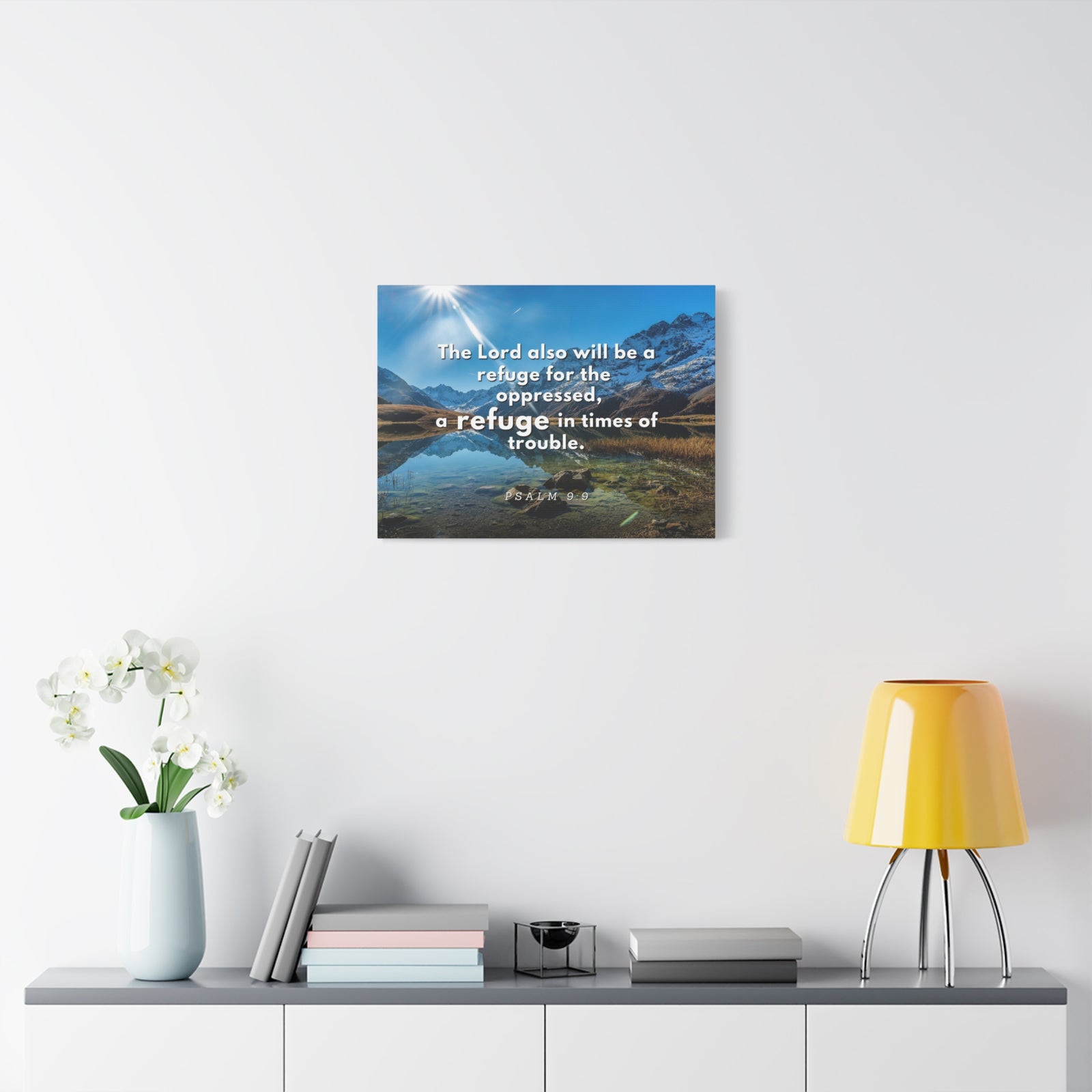 Scripture Canvas A Refuge Psalm 9:9 Christian Wall Art Bible Verse Print Ready to Hang-Express Your Love Gifts