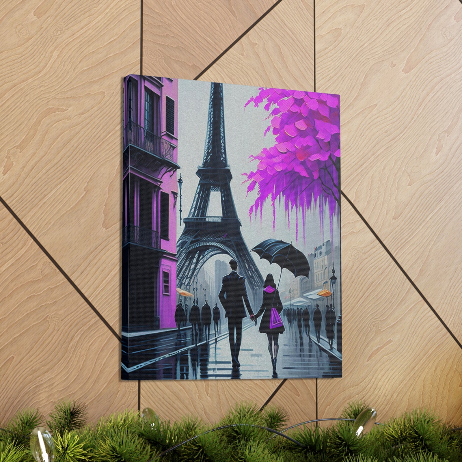 Romantic Couple Paris Eiffel Tower France Canvas Artwork High-Quality Breathtaking French City for Home Decor Ready to Hang-Express Your Love Gifts