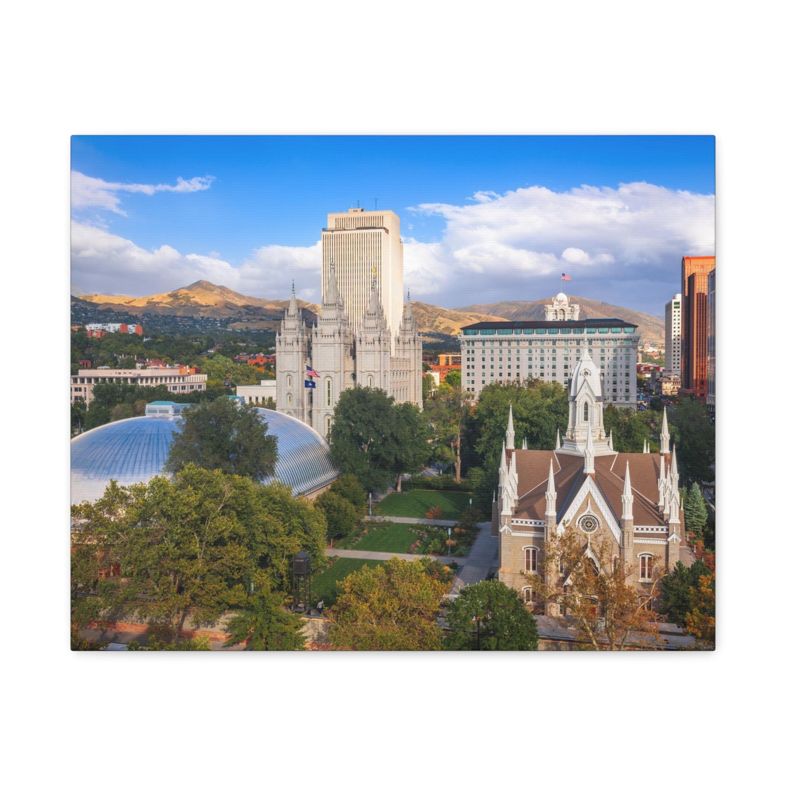 Salt Lake City Daytime Skyline Canvas Artwork High-Quality Breathtaking Stunning Cityscape for Home Decor Ready to Hang-Express Your Love Gifts