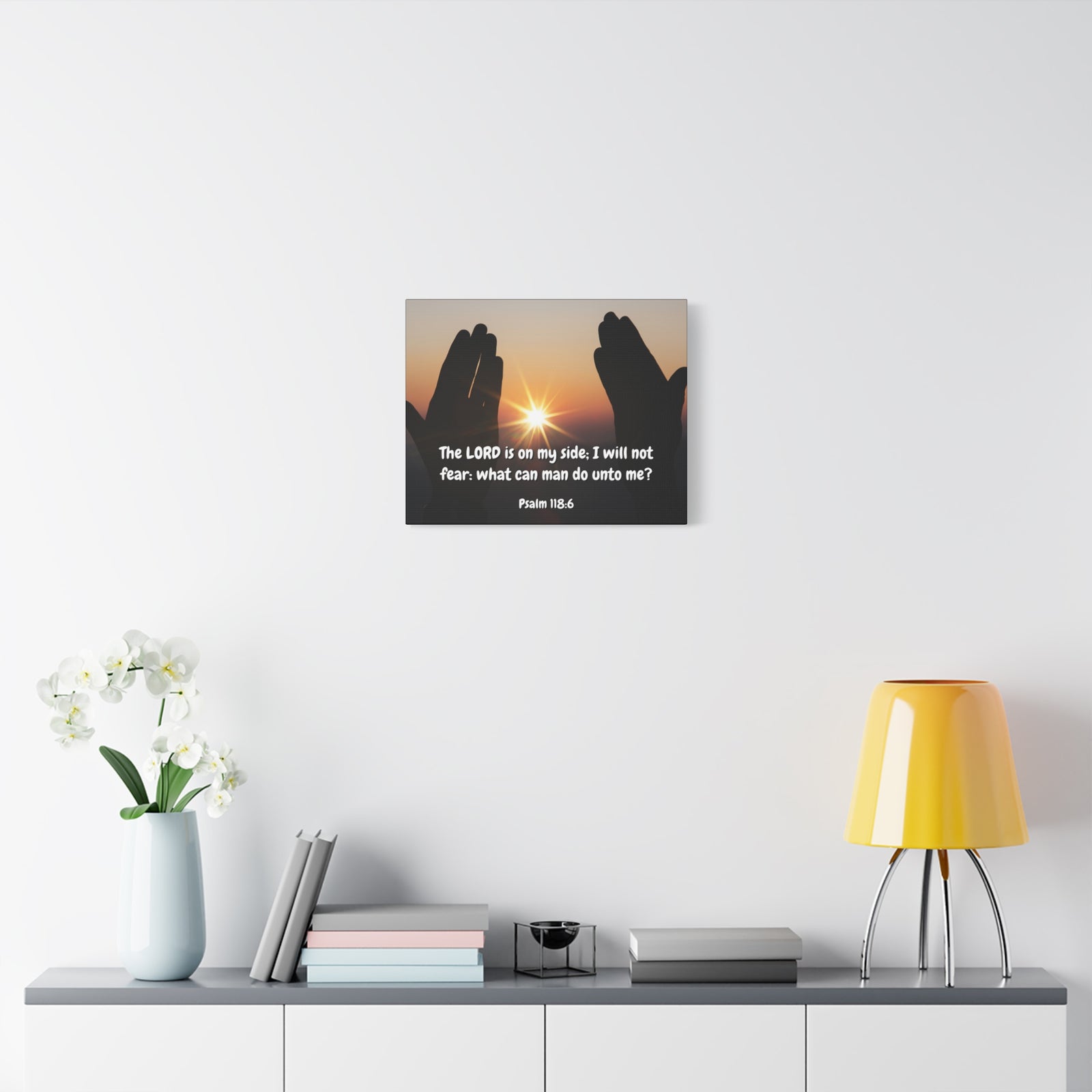 Scripture Canvas God Is On My Side Psalm 118:6 Christian Wall Art Bible Verse Print Ready to Hang-Express Your Love Gifts