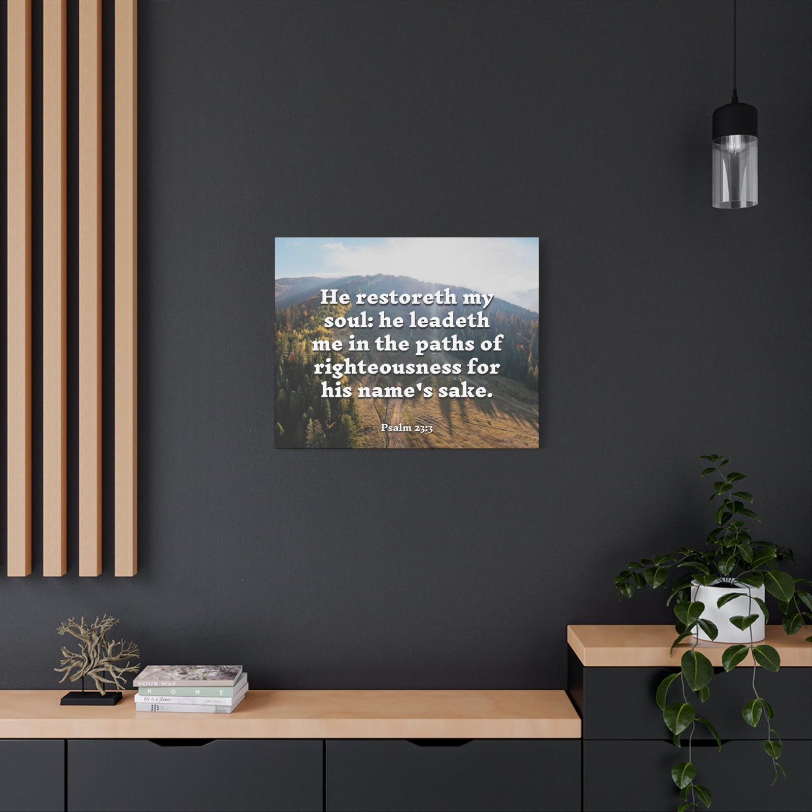 Scripture Canvas Paths Of Righteousness Psalm 23:3 Christian Wall Art Bible Verse Print Ready to Hang