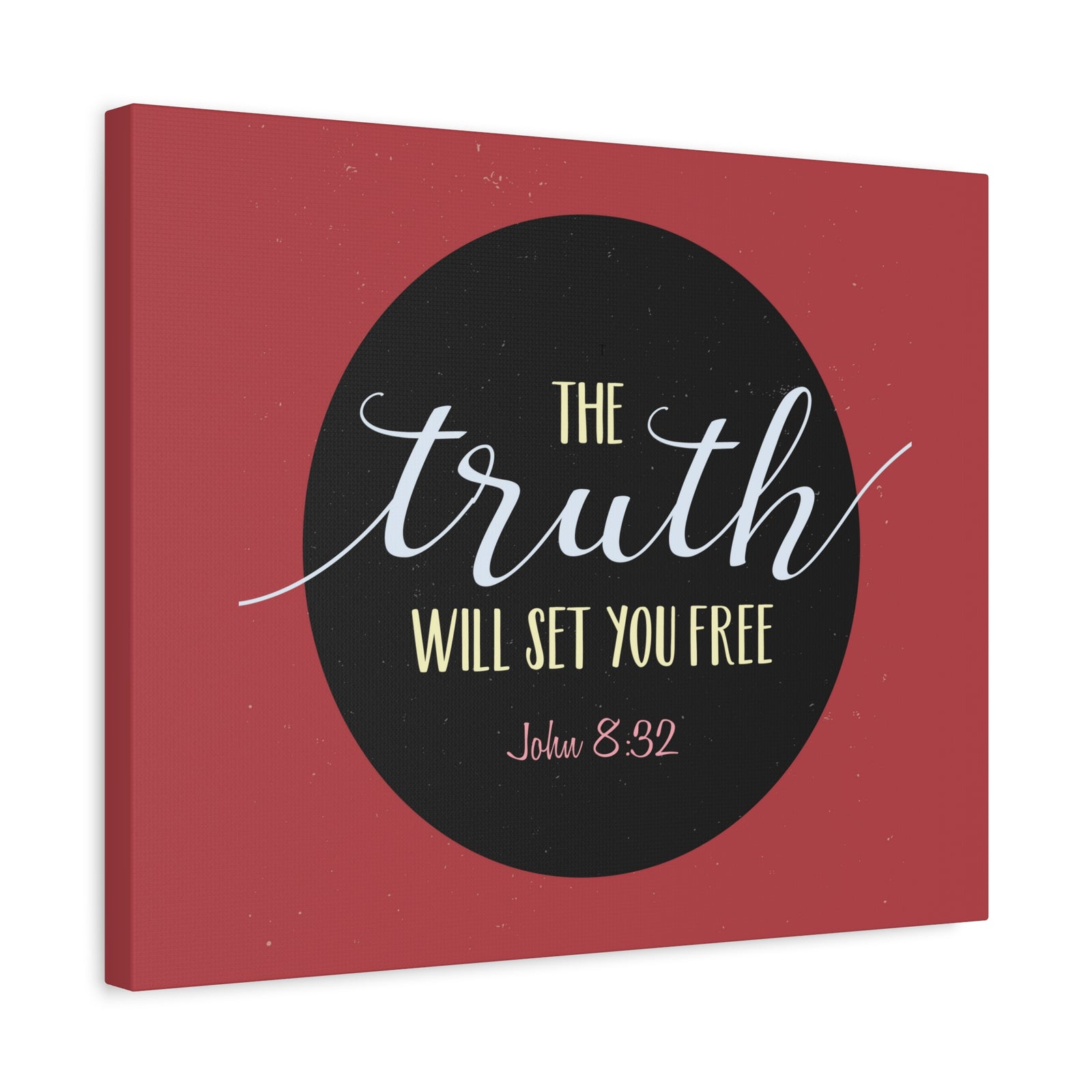 Scripture Canvas The Truth Red John 8:32 Christian Wall Art Bible Verse Print Ready to Hang-Express Your Love Gifts