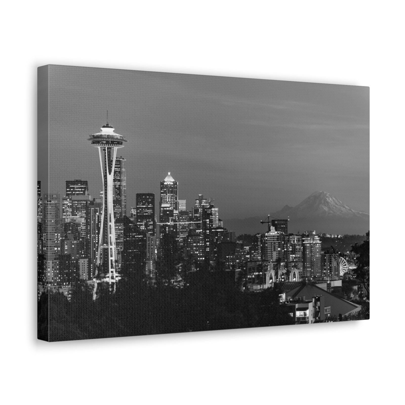 Seattle Black And White Skyline Canvas Artwork High-Quality Breathtaking Stunning Cityscape for Home Decor Ready to Hang-Express Your Love Gifts