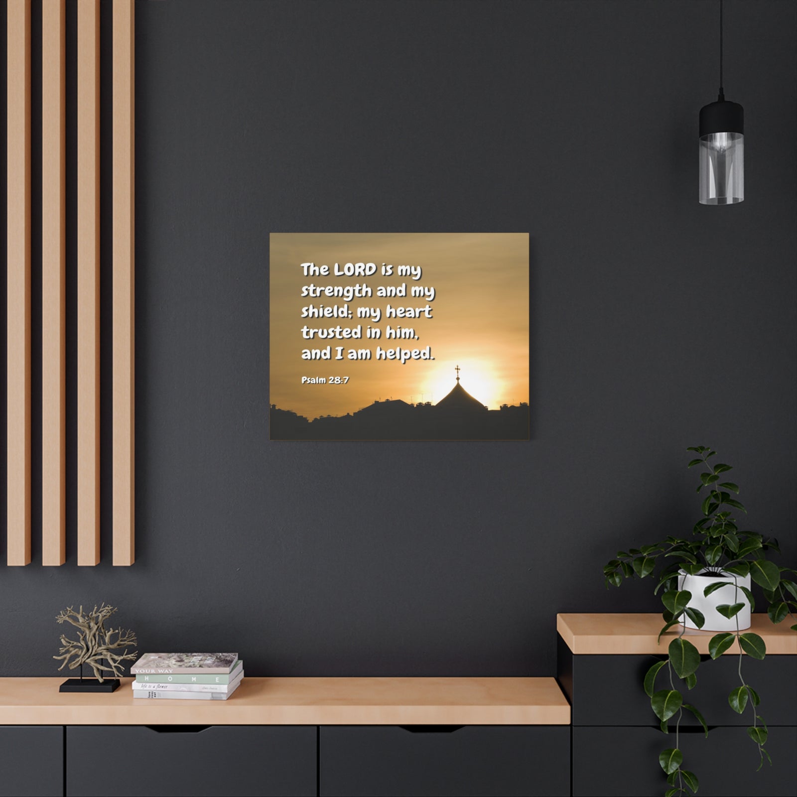 Scripture Canvas I Am Helped Psalm 28:7 Christian Wall Art Bible Verse Print Ready to Hang-Express Your Love Gifts