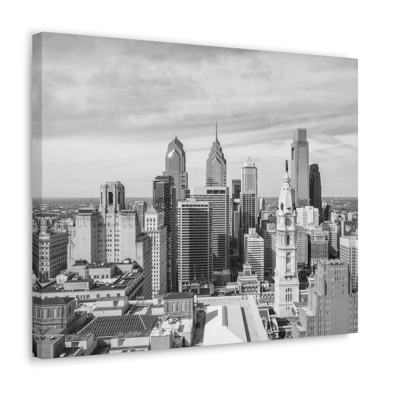 Philadelphia Black And White Skyline Canvas Artwork High-Quality Breathtaking Stunning Cityscape for Home Decor Ready to Hang-Express Your Love Gifts