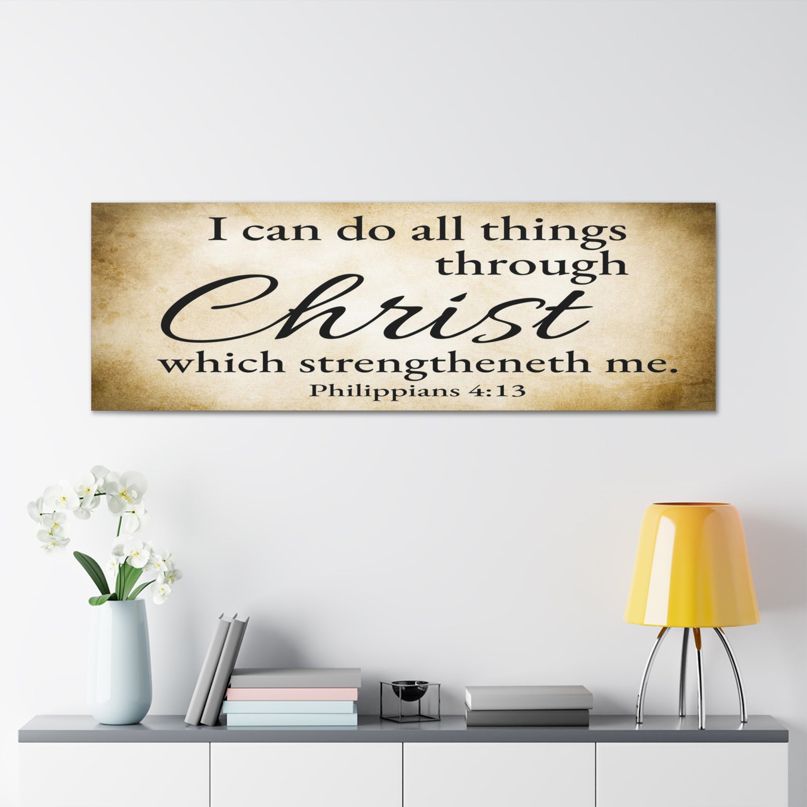 Scripture Walls Philippians 4:13 Gold Bible Verse Canvas Christian Wall Art Ready to Hang Unframed-Express Your Love Gifts