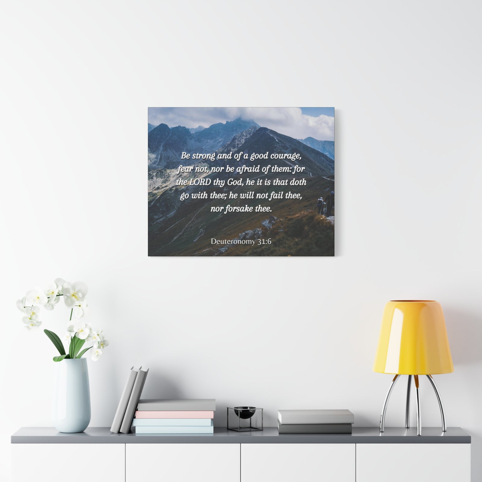 Scripture Canvas Good Courage Deuteronomy 31:6 Christian Wall Art Bible Verse Print Ready to Hang-Express Your Love Gifts