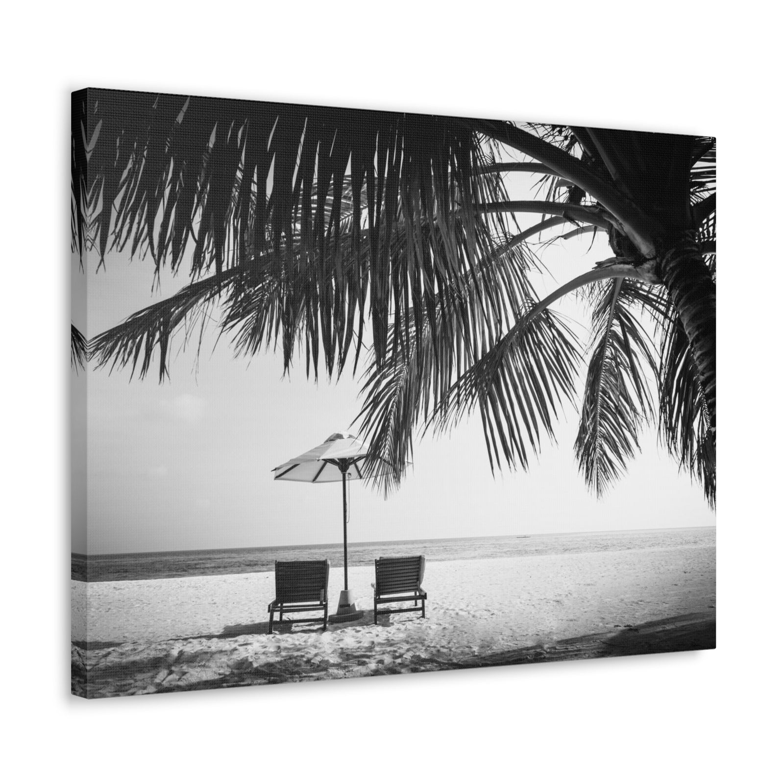 Perfect Black White Beach Scene Ocean Canvas Wall Art for Home Decor Ready-to-Hang-Express Your Love Gifts