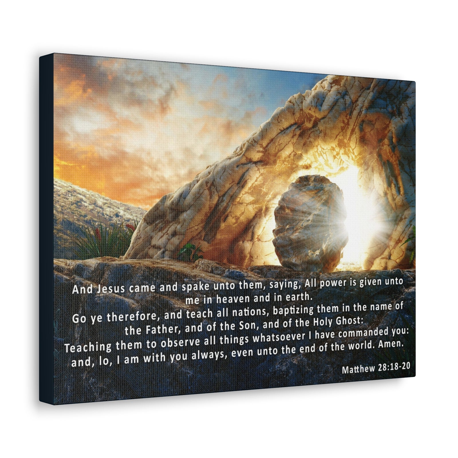 Scripture Walls Matthew 28:18-20 KJV Bible Verse Canvas Christian Wall Art Ready to Hang Unframed-Express Your Love Gifts
