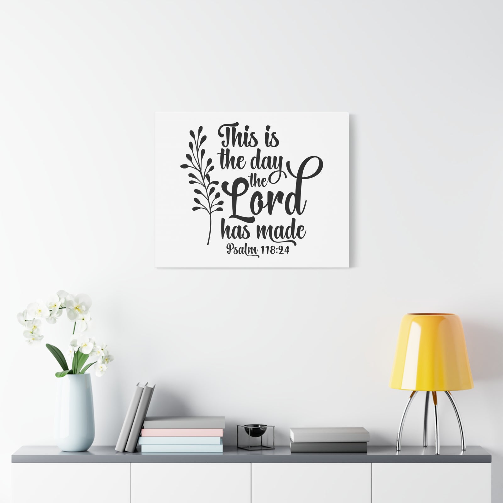 Scripture Canvas The Day The Lord Has Made Psalm 118:24 Christian Wall Art Bible Verse Print Ready to Hang-Express Your Love Gifts