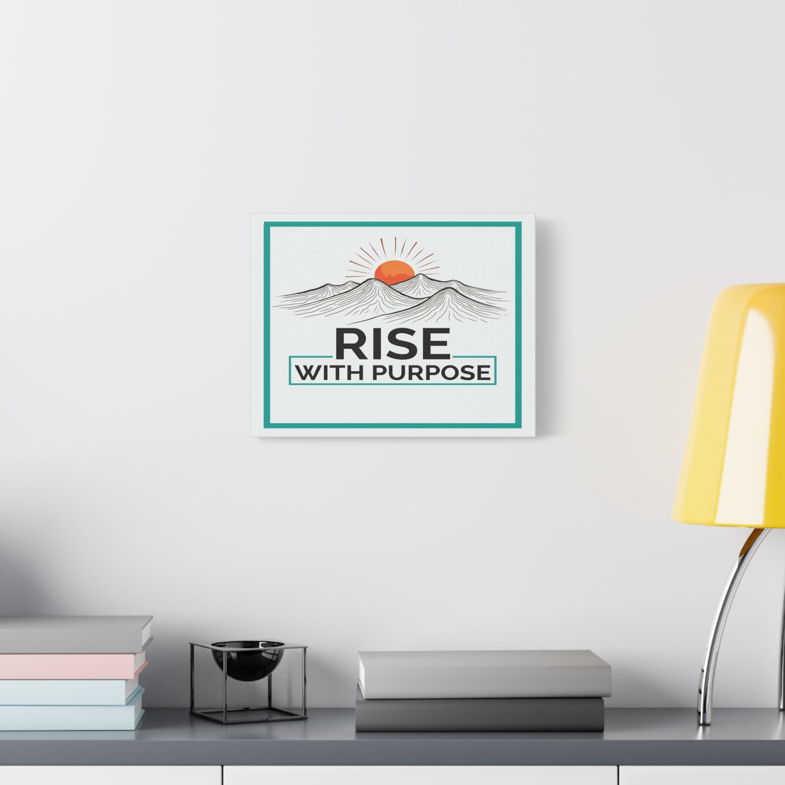 Rise With Purpose Inspirational Motivational Quote Canvas Wall Art for Home Decor Ready-to-Hang-Express Your Love Gifts