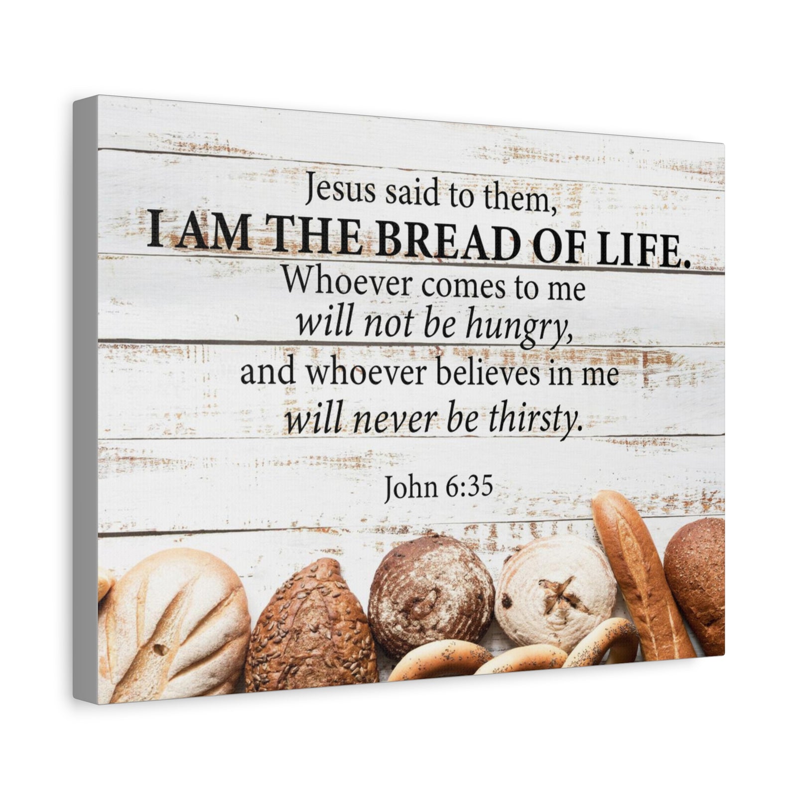 Bible Verse Canvas Bread of Life John 6:35 Scripture Wall Art Christian Home Decor-Express Your Love Gifts
