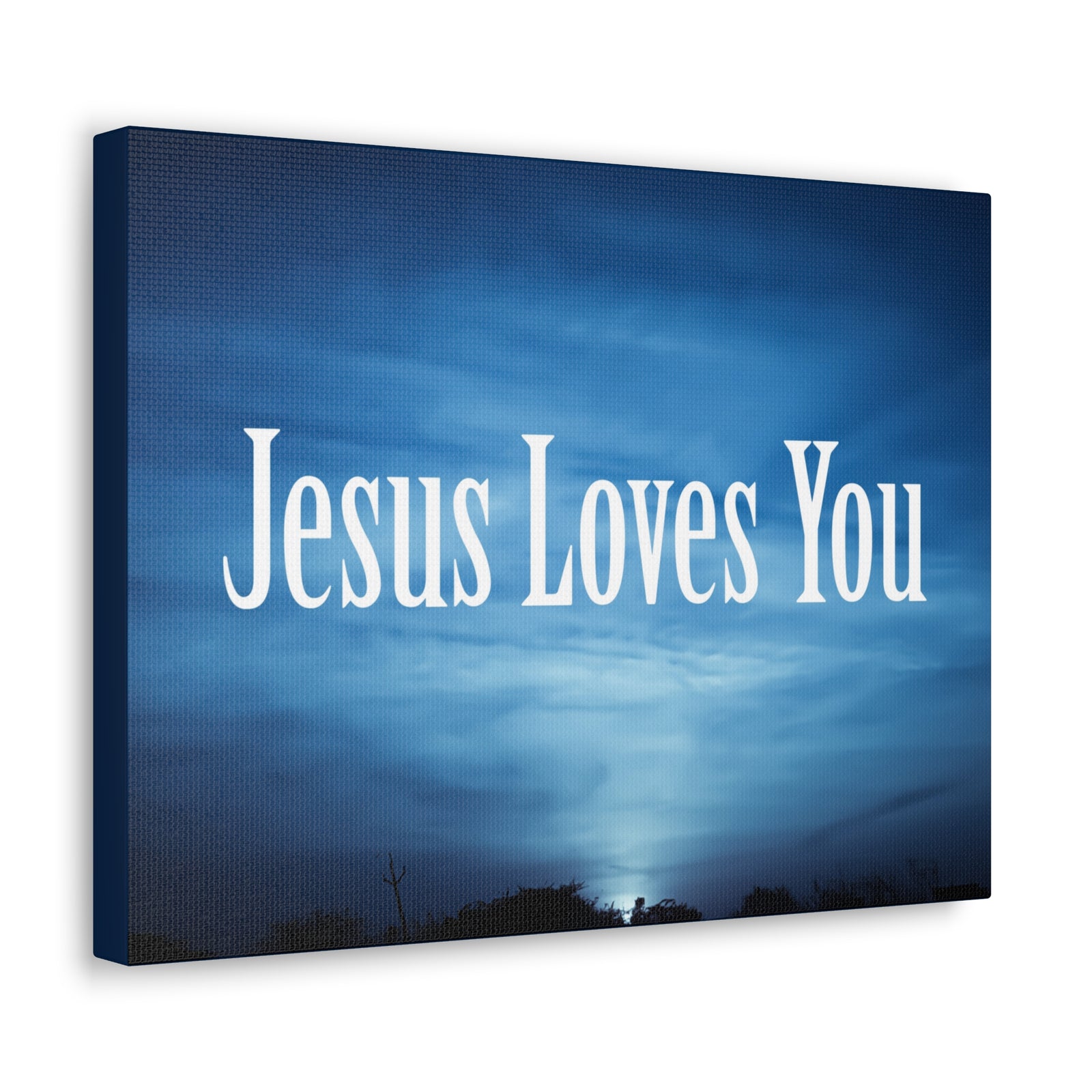 Scripture Canvas Jesus Loves You John 3:16 Dark Blue Sky Christian Wall Art Bible Verse Print Ready to Hang-Express Your Love Gifts