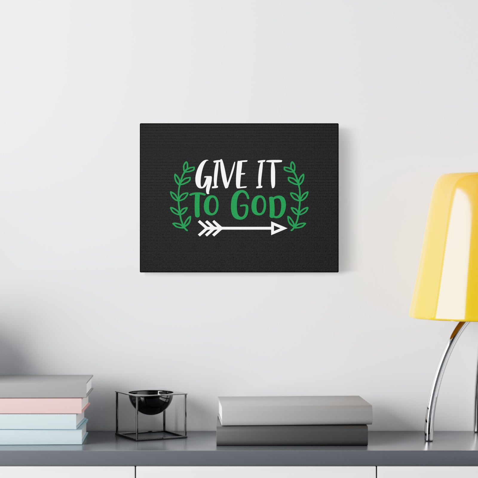 Scripture Canvas Give It To God Psalm 55:22 Green Christian Wall Art Bible Verse Print Ready to Hang-Express Your Love Gifts