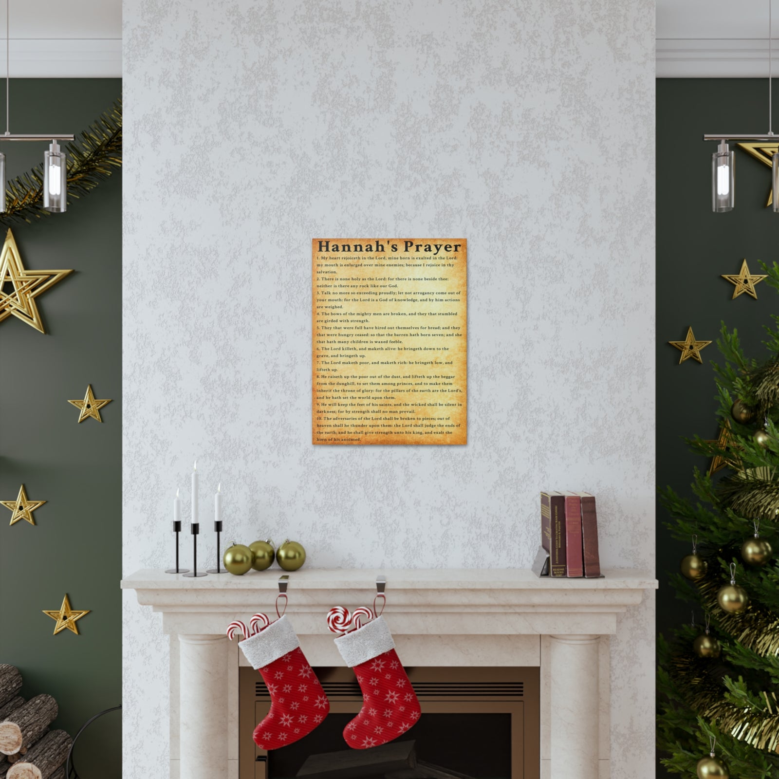 Scripture Walls Hannah's Prayer 1 Samuel 2:1–10 Gold Bible Verse Canvas Christian Wall Art Ready to Hang Unframed-Express Your Love Gifts
