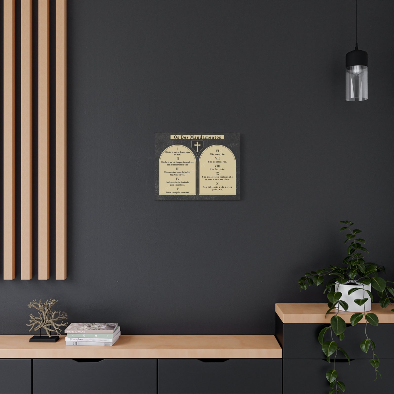 Scripture Walls 10 Commandments Portuguese Tablets Bible Verse Canvas Christian Wall Art Ready to Hang Unframed-Express Your Love Gifts
