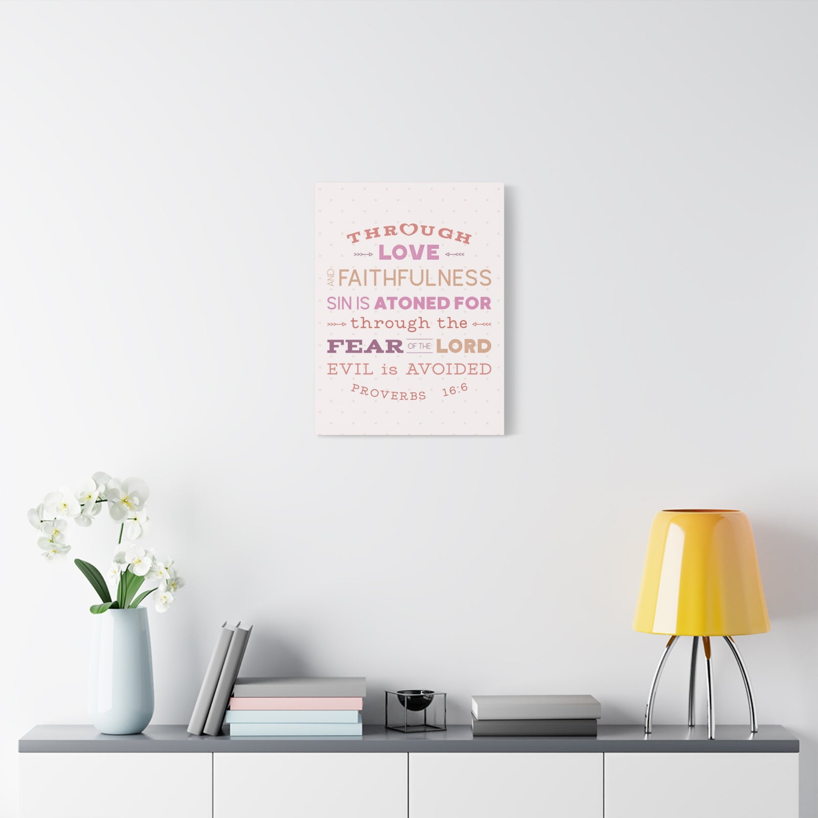 Scripture Canvas Through Love Faithfulness Proverbs 16:6 Christian Wall Art Bible Verse Print Ready To Hang-Express Your Love Gifts