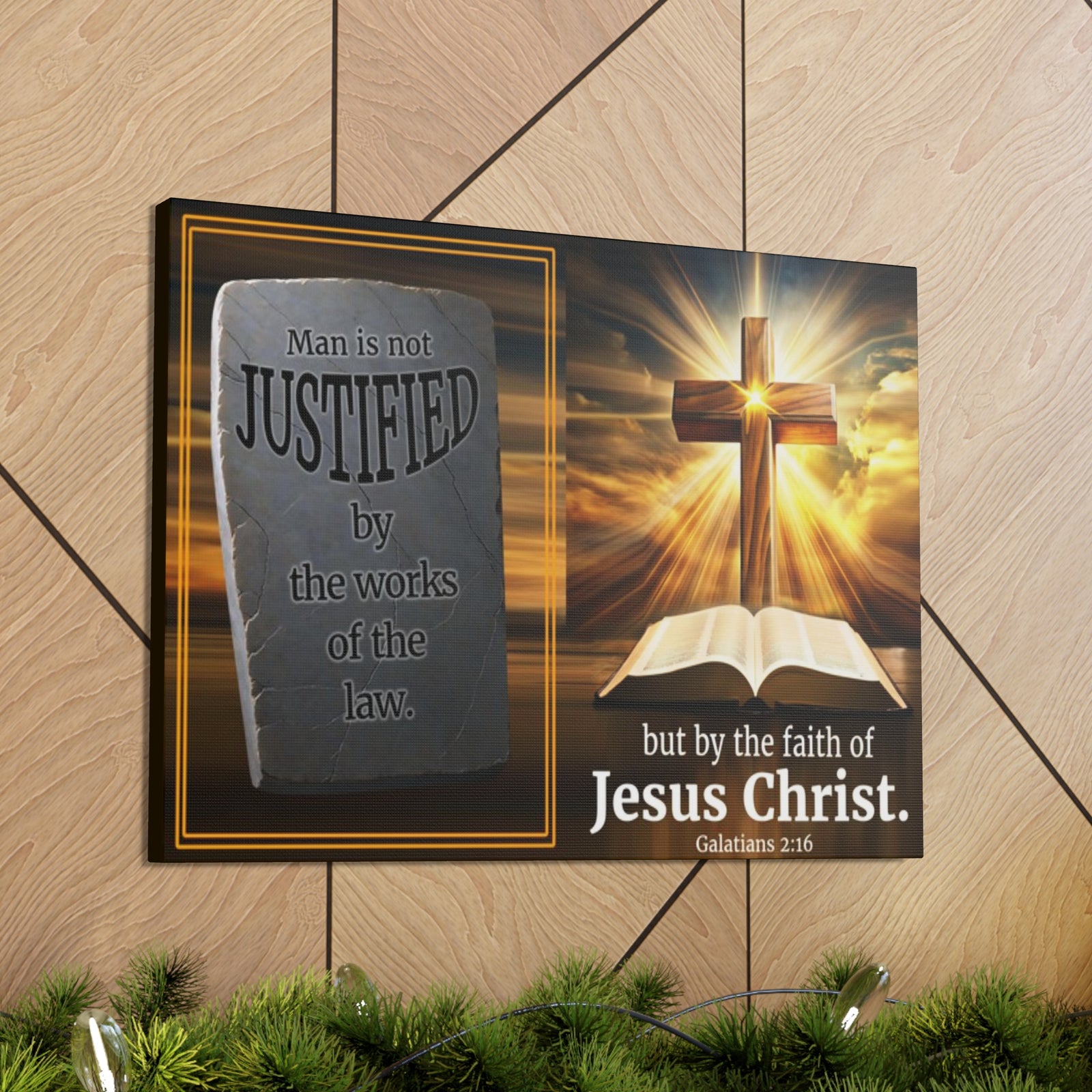 Scripture Walls Galatians 2:16 Faith & Law Bible Verse Canvas Christian Wall Art Ready to Hang Unframed-Express Your Love Gifts