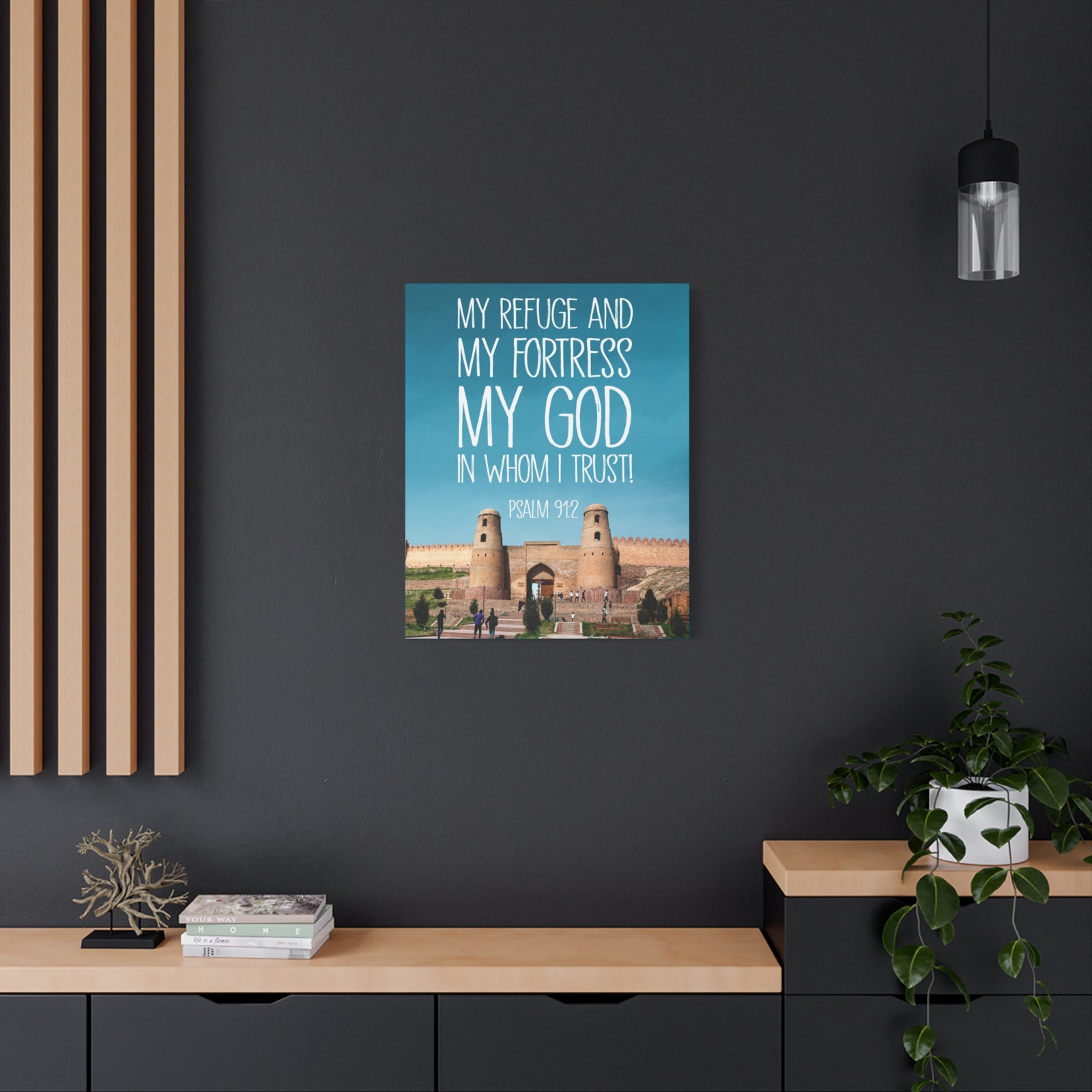 Scripture Walls In Whom I Trust Psalm 91:2 Bible Verse Canvas Christian Wall Art Ready to Hang-Express Your Love Gifts