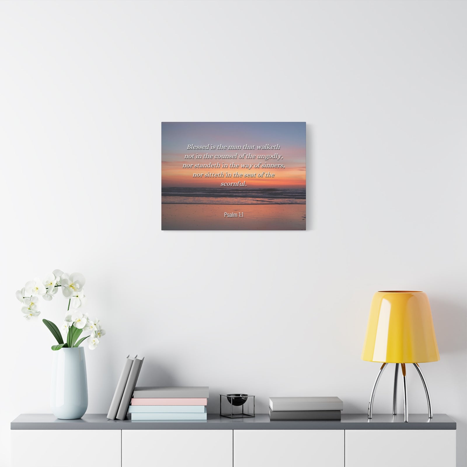 Scripture Canvas Blessed Sky Psalm 1:1 Christian Wall Art Bible Verse Print Ready to Hang-Express Your Love Gifts