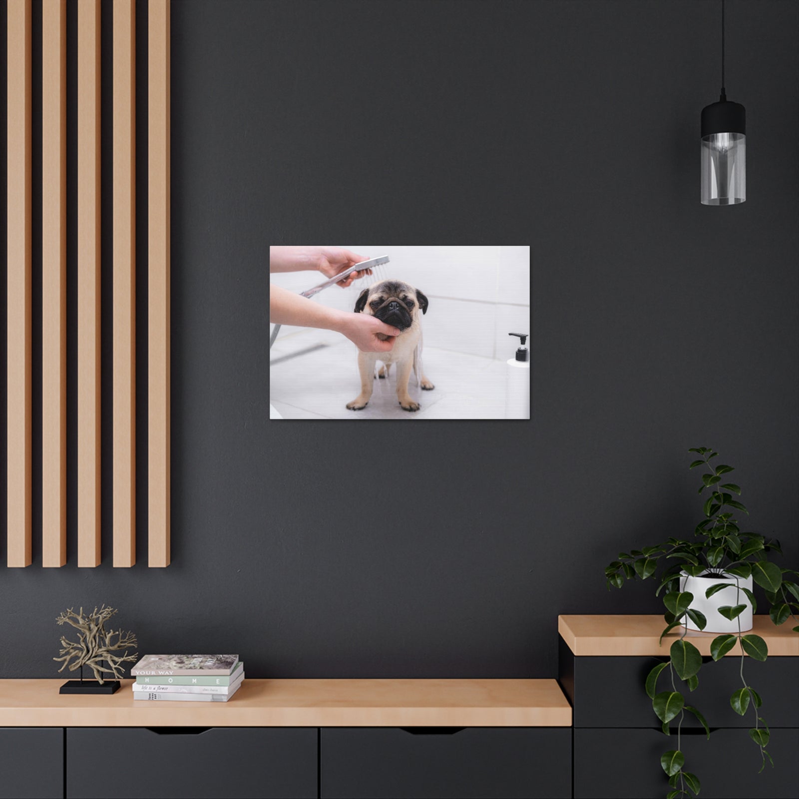 Cute Pug Bathee Canvas Wall Art for Home Decor Ready-to-Hang-Express Your Love Gifts