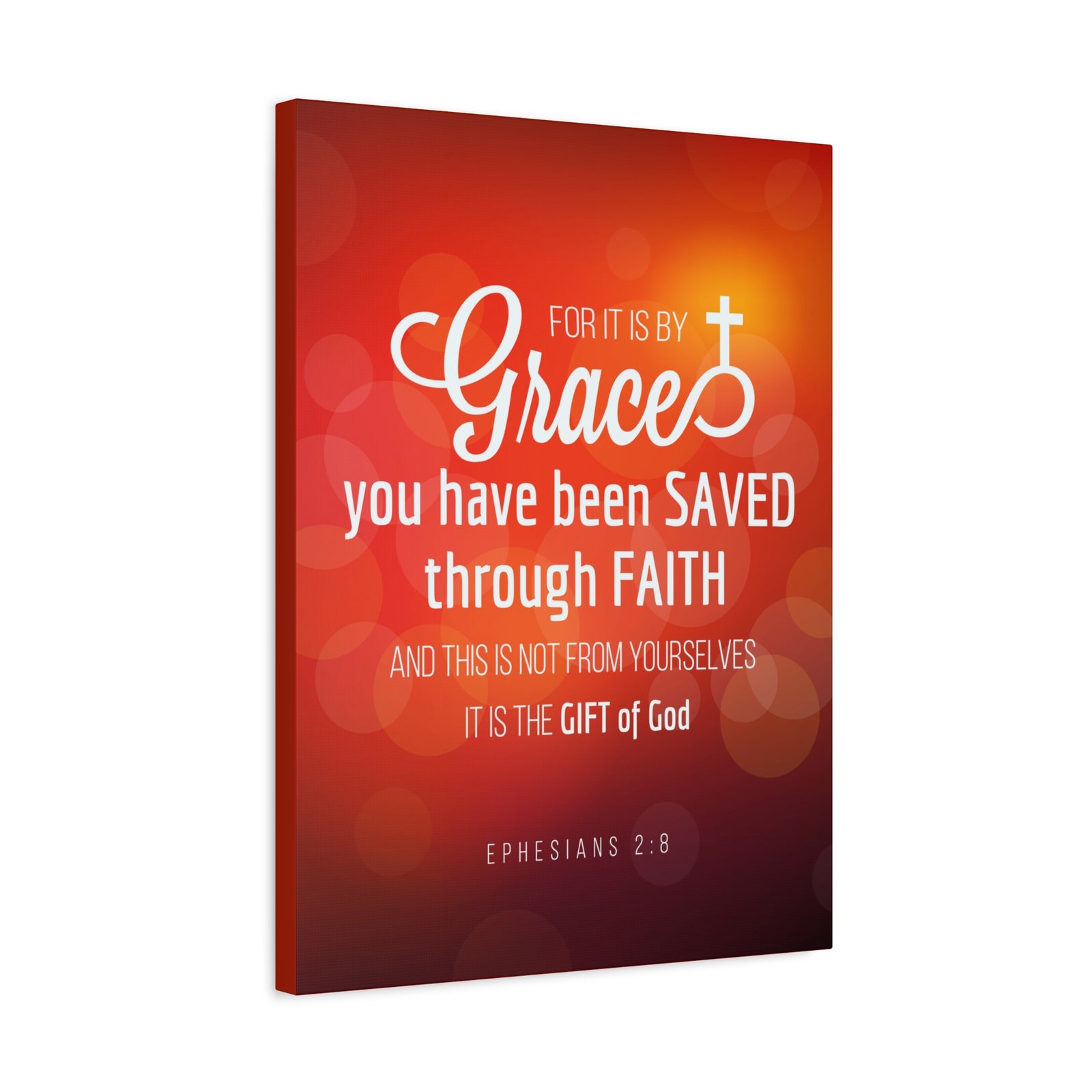 Scripture Canvas Saved Through Faith Ephesians 2:8 Wall Art Bible Verse Print Ready to Hang-Express Your Love Gifts