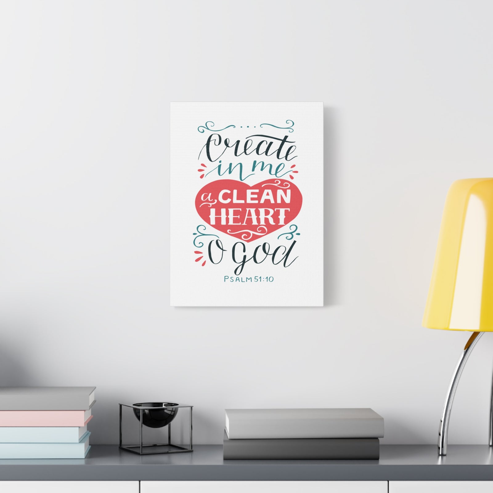 Scripture Walls Clean Heart O God Psalm 51:10 Bible Verse Canvas Christian Wall Art Ready to Hang-Express Your Love Gifts
