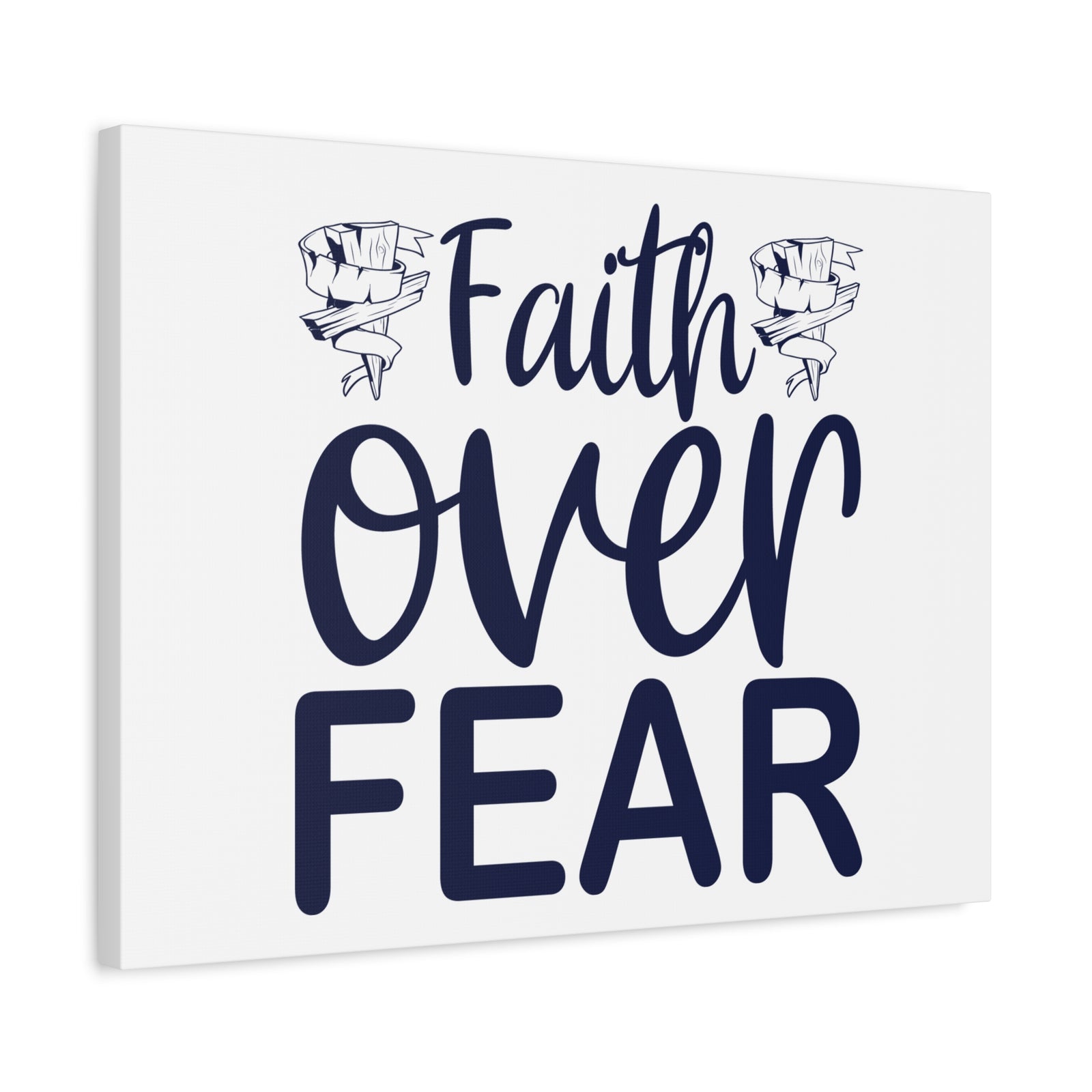 Scripture Walls Faith Over Fear Psalm 34:4 Wood Cross Christian Wall Art Print Ready to Hang-Express Your Love Gifts