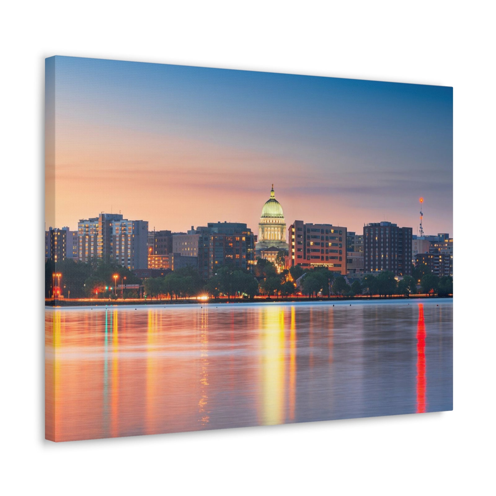 Madison Night Skyline Canvas Artwork High-Quality Breathtaking Stunning Cityscape for Home Decor Ready to Hang-Express Your Love Gifts