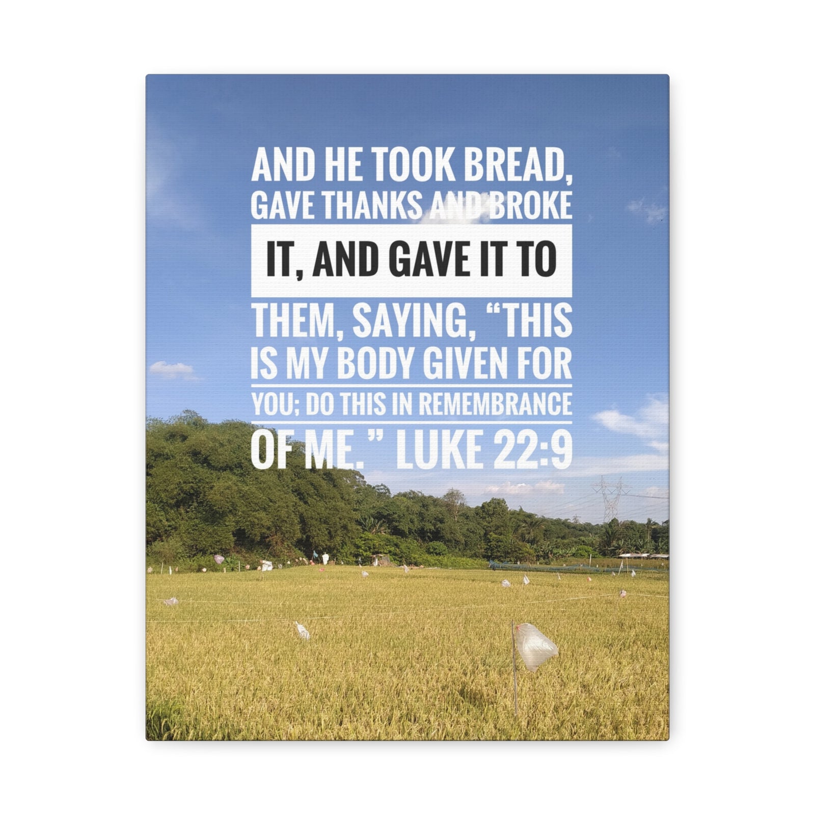 Scripture Canvas Gave Thanks Luke 22:9 Christian Wall Art Bible Verse Print Ready to Hang-Express Your Love Gifts