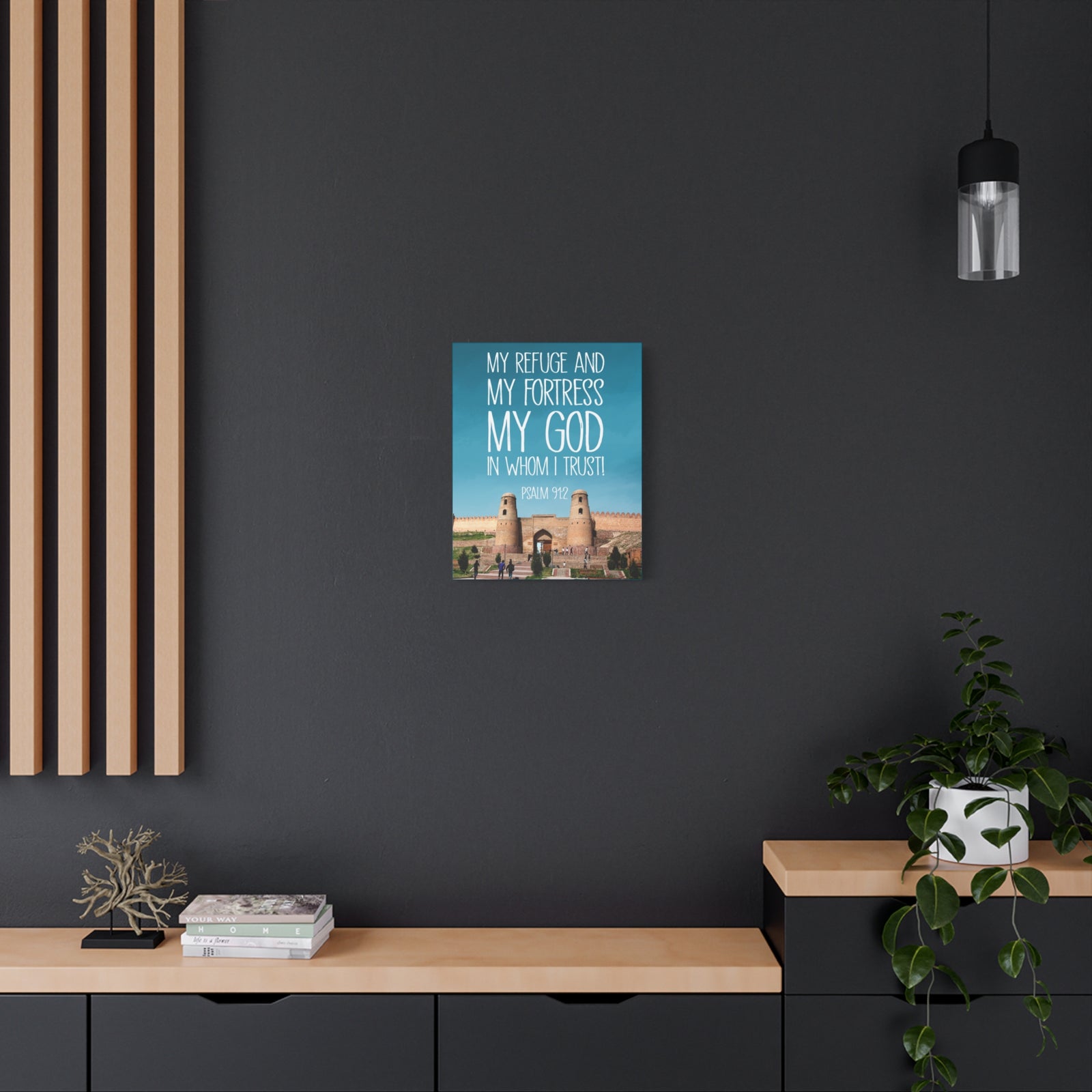 Scripture Walls In Whom I Trust Psalm 91:2 Bible Verse Canvas Christian Wall Art Ready to Hang-Express Your Love Gifts