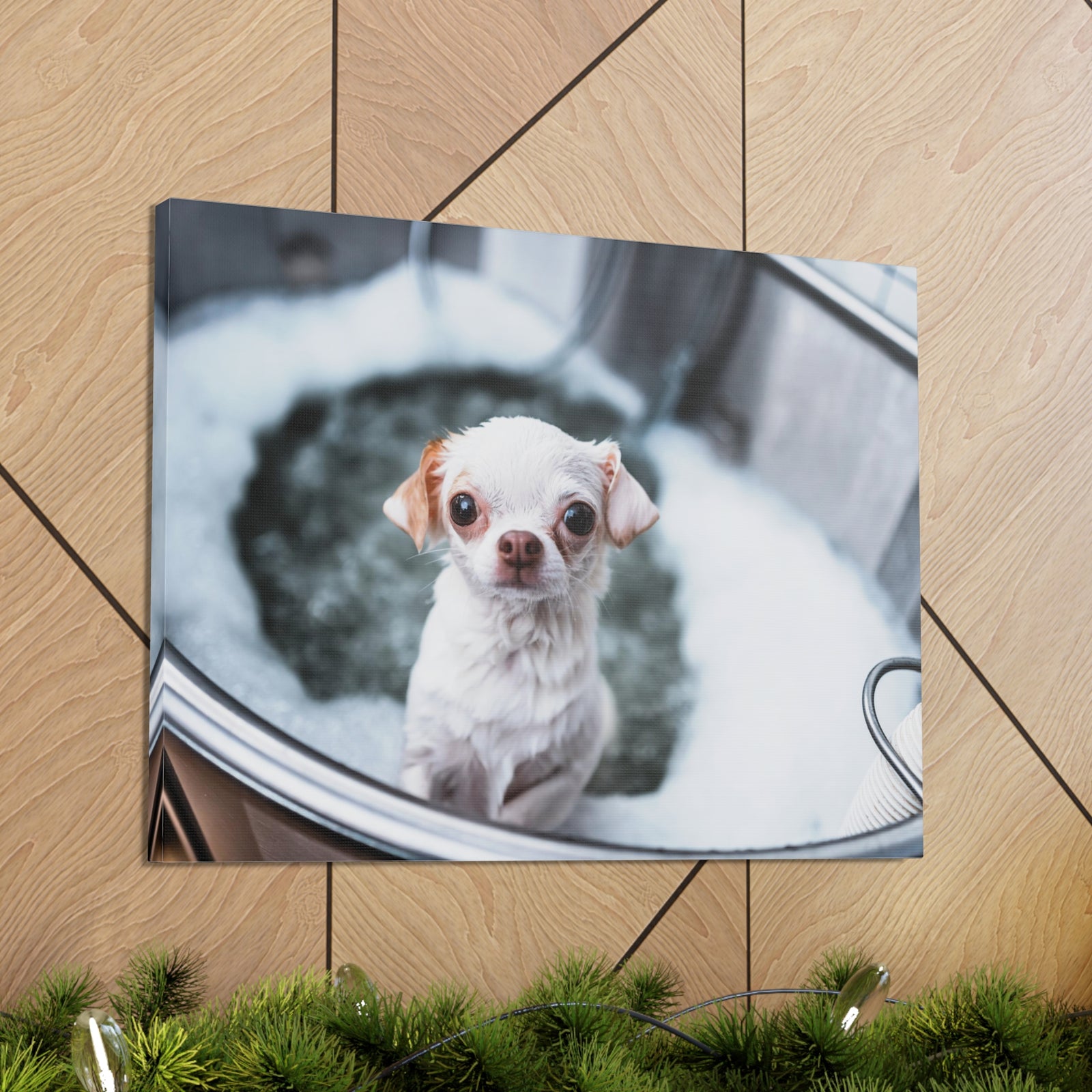 Cute Chihuahua Bathee Canvas Wall Art for Home Decor Ready-to-Hang-Express Your Love Gifts
