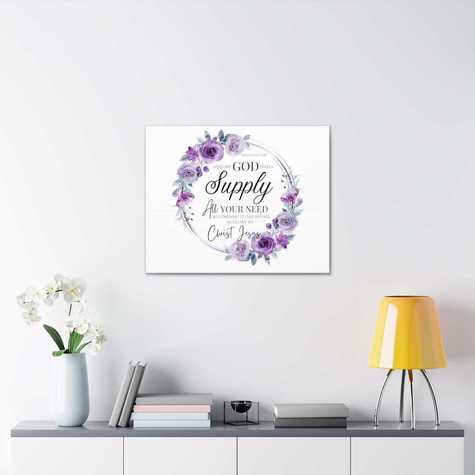 Scripture Walls Philippians 4:19 God Shall Supply Bible Verse Canvas Christian Wall Art Ready to Hang Unframed-Express Your Love Gifts