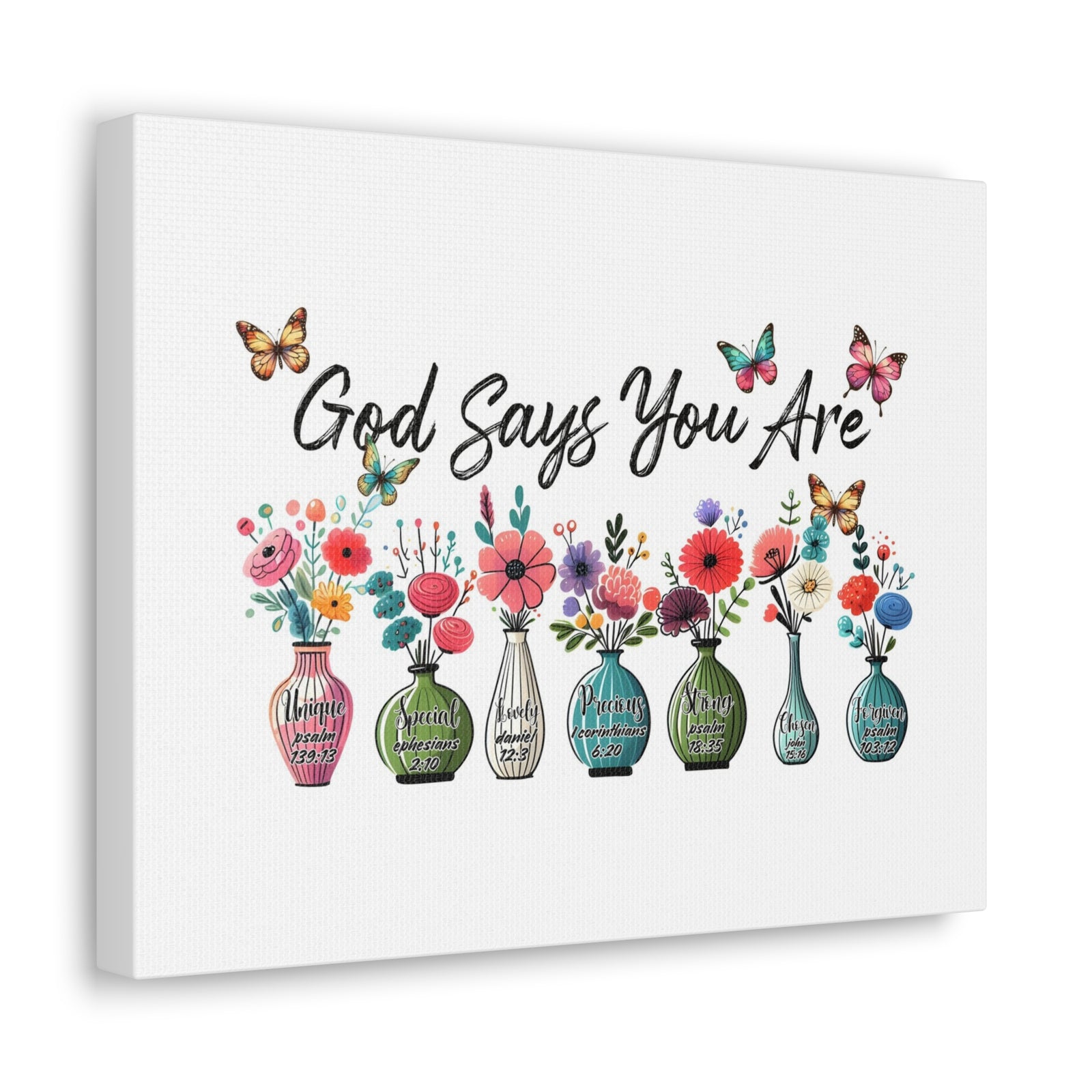 Scripture Walls God Says You Are Bible Verse Canvas Christian Wall Art Ready to Hang Unframed-Express Your Love Gifts