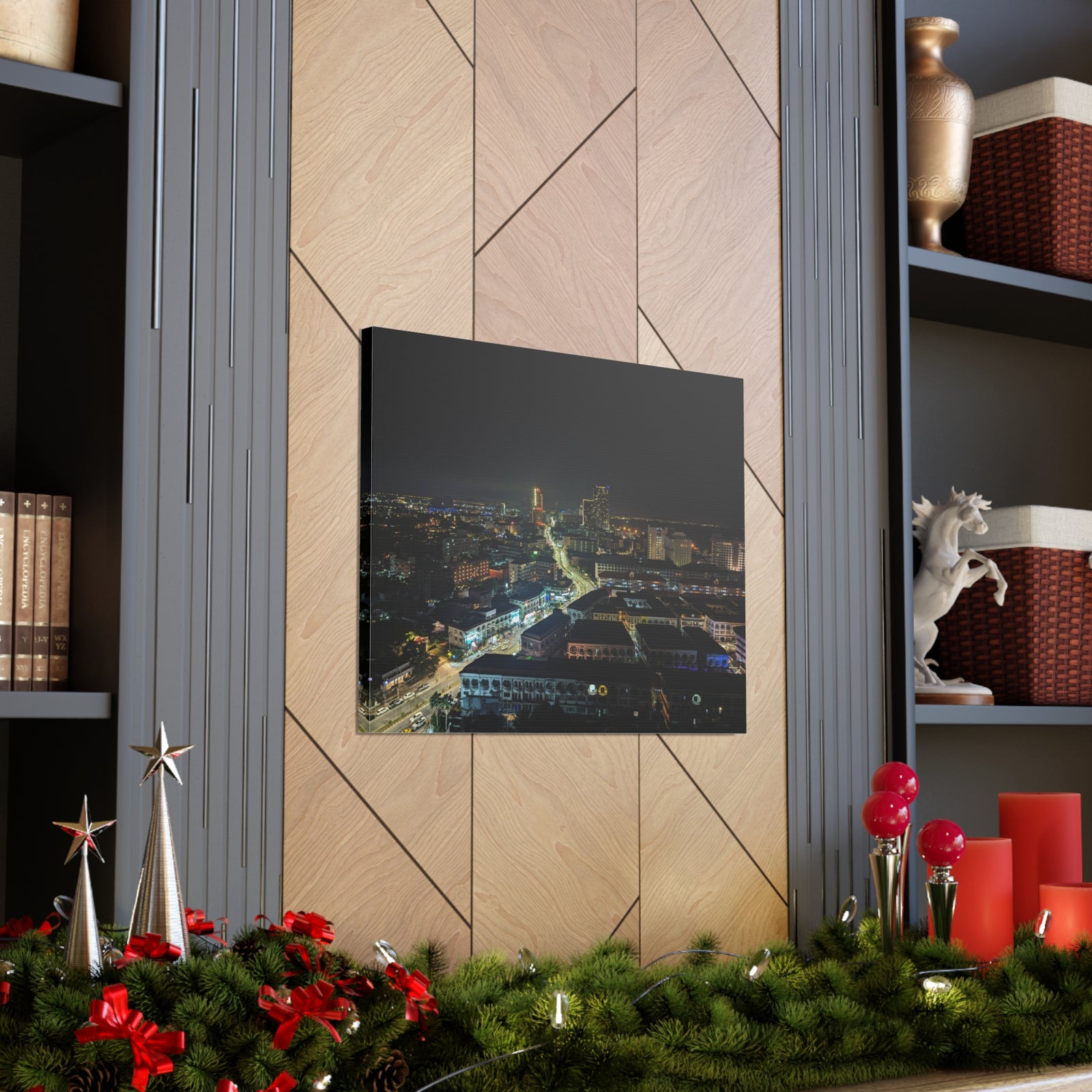 Pattaya Night View Canvas Artwork Breathtaking Thai City for Home Decor Ready to Hang-Express Your Love Gifts