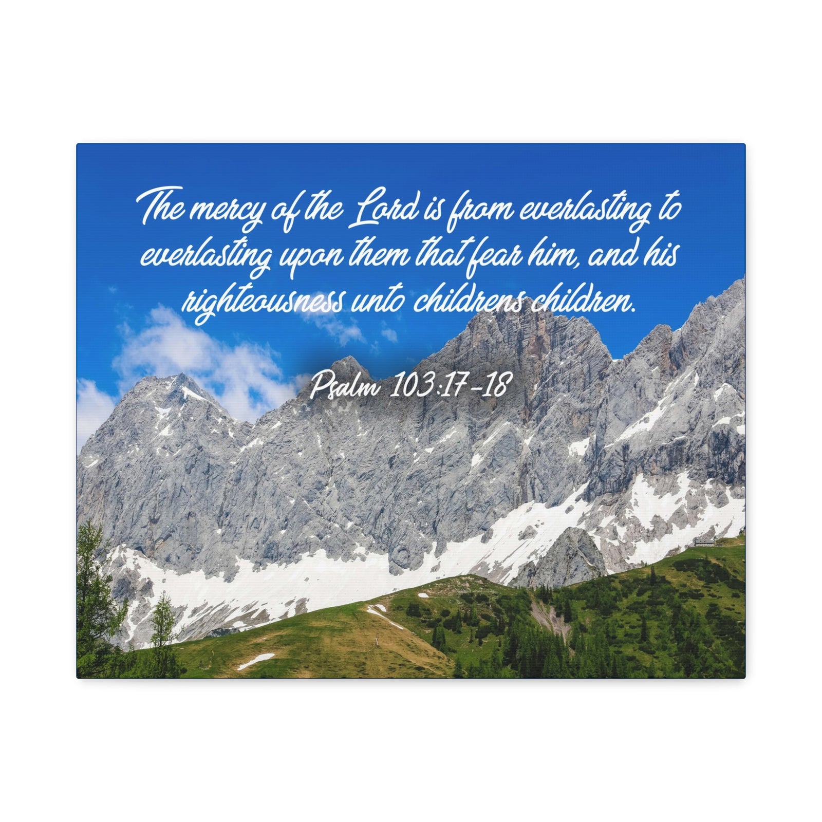 Scripture Canvas The Mercy of The Lord Psalm 103:17-18 Christian Wall Art Bible Verse Print Ready to Hang-Express Your Love Gifts
