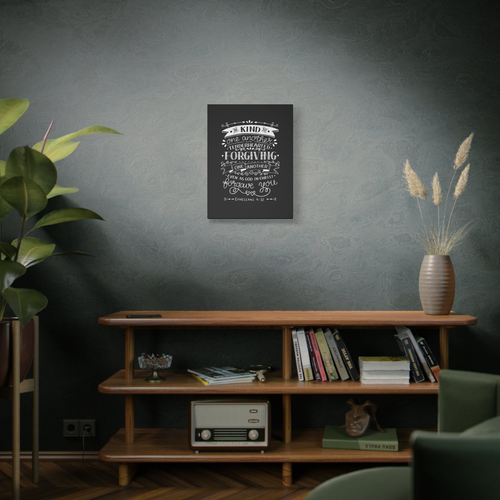 Scripture Canvas Tenderhearted Black Ephesians 4:32 Christian Wall Art Bible Verse Print Ready to Hang-Express Your Love Gifts