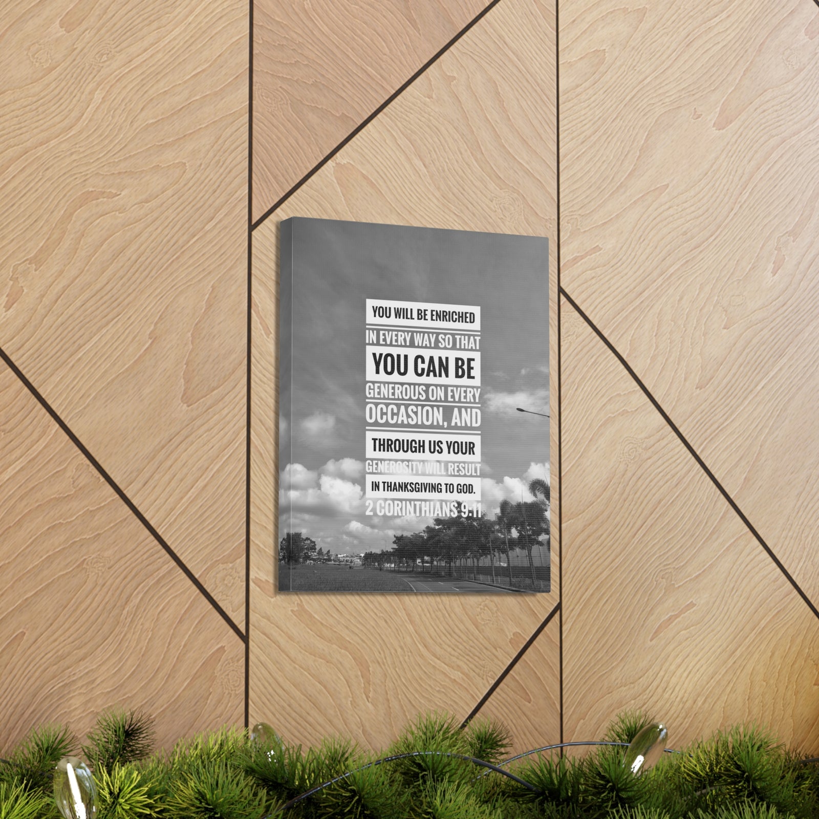 Scripture Canvas You Will Be Enriched 2 Corinthians 9:11 Christian Wall Art Bible Verse Print Ready to Hang-Express Your Love Gifts