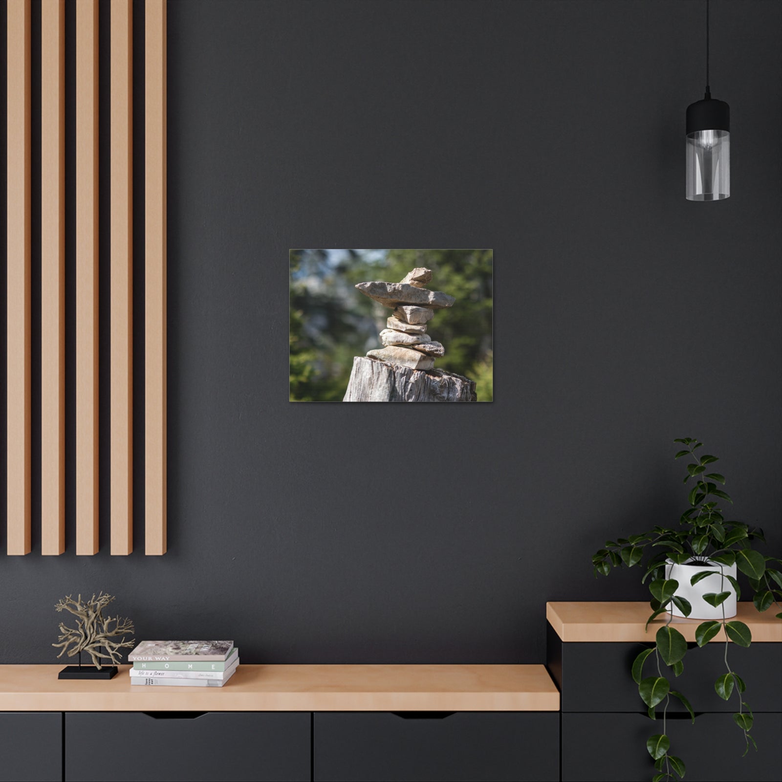 Stones Trail as Marker Forest Floral Nature Photography Canvas Wall Art for Home Decor Ready-to-Hang-Express Your Love Gifts