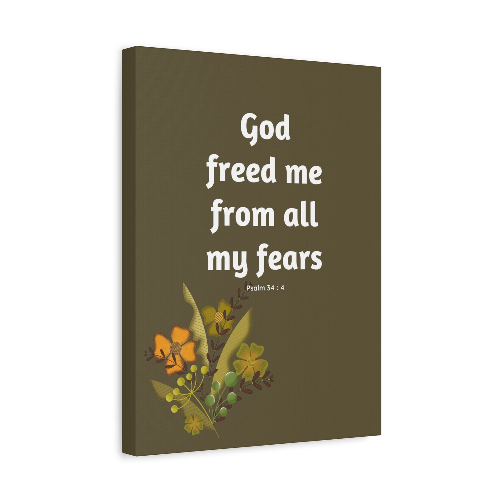 Scripture Canvas God Freed Me Psalm 34:4 Christian Wall Art Bible Verse Print Ready to Hang-Express Your Love Gifts