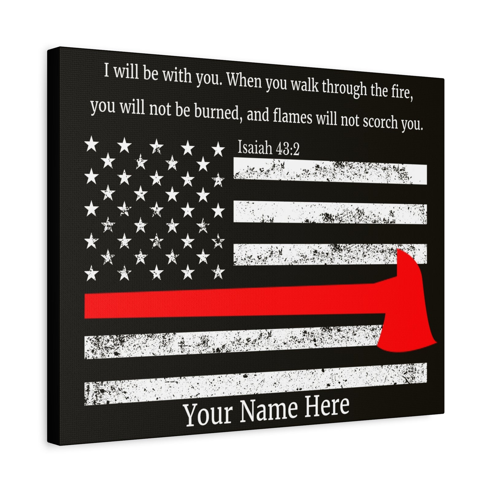 Scripture Walls Personalized Firefighter Isaiah 43:2 Bible Canvas Christian Wall Art Ready to Hang Unframed-Express Your Love Gifts